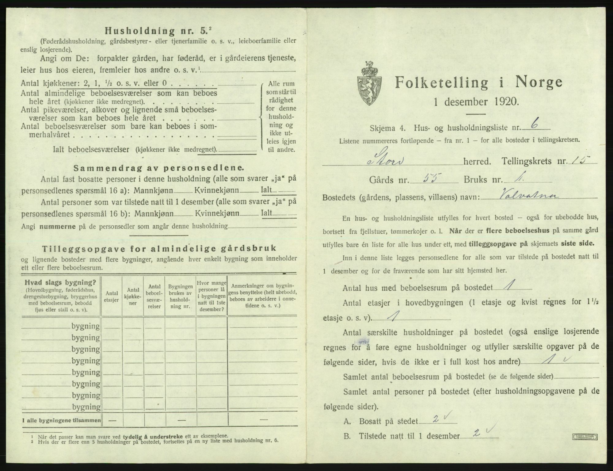 SAB, 1920 census for Stord, 1920, p. 1041