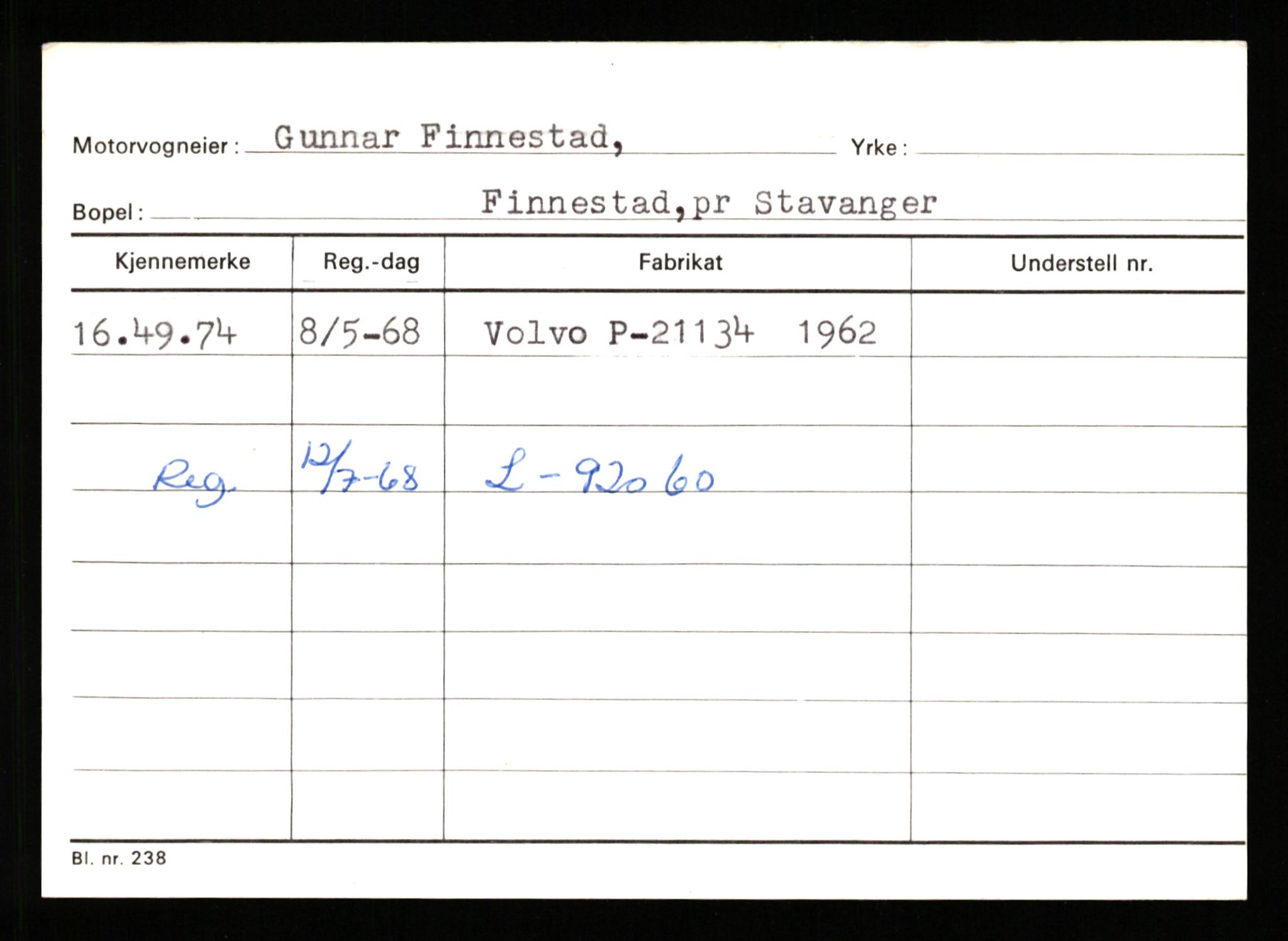 Stavanger trafikkstasjon, AV/SAST-A-101942/0/G/L0010: Registreringsnummer: 130000 - 239953, 1930-1971, p. 1199