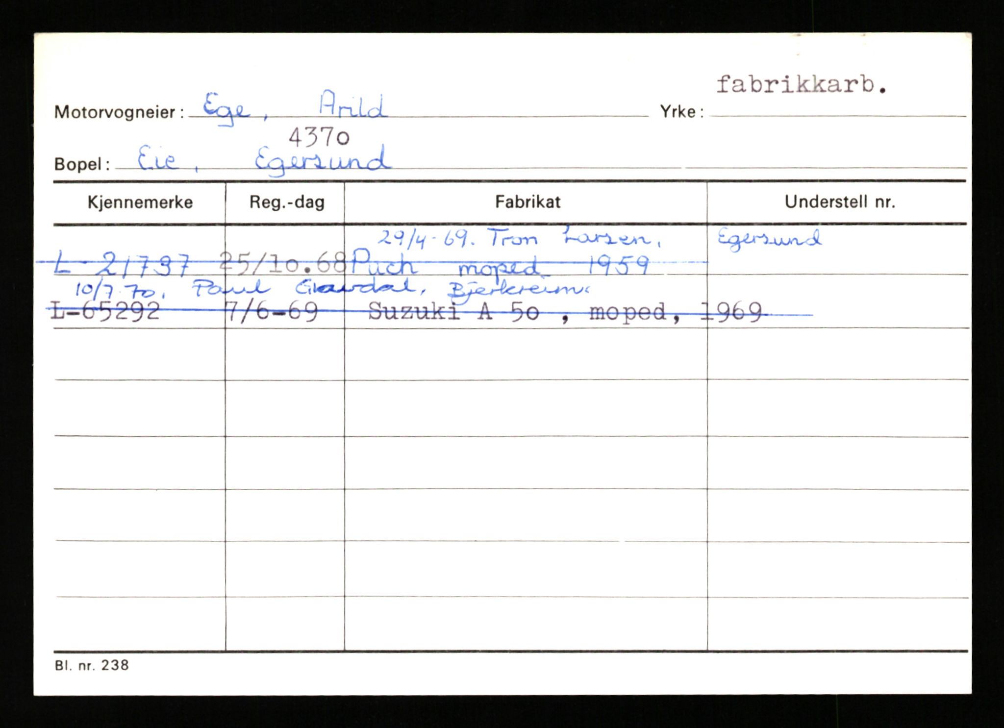 Stavanger trafikkstasjon, SAST/A-101942/0/H/L0006: Dalva - Egersund, 1930-1971, p. 1851