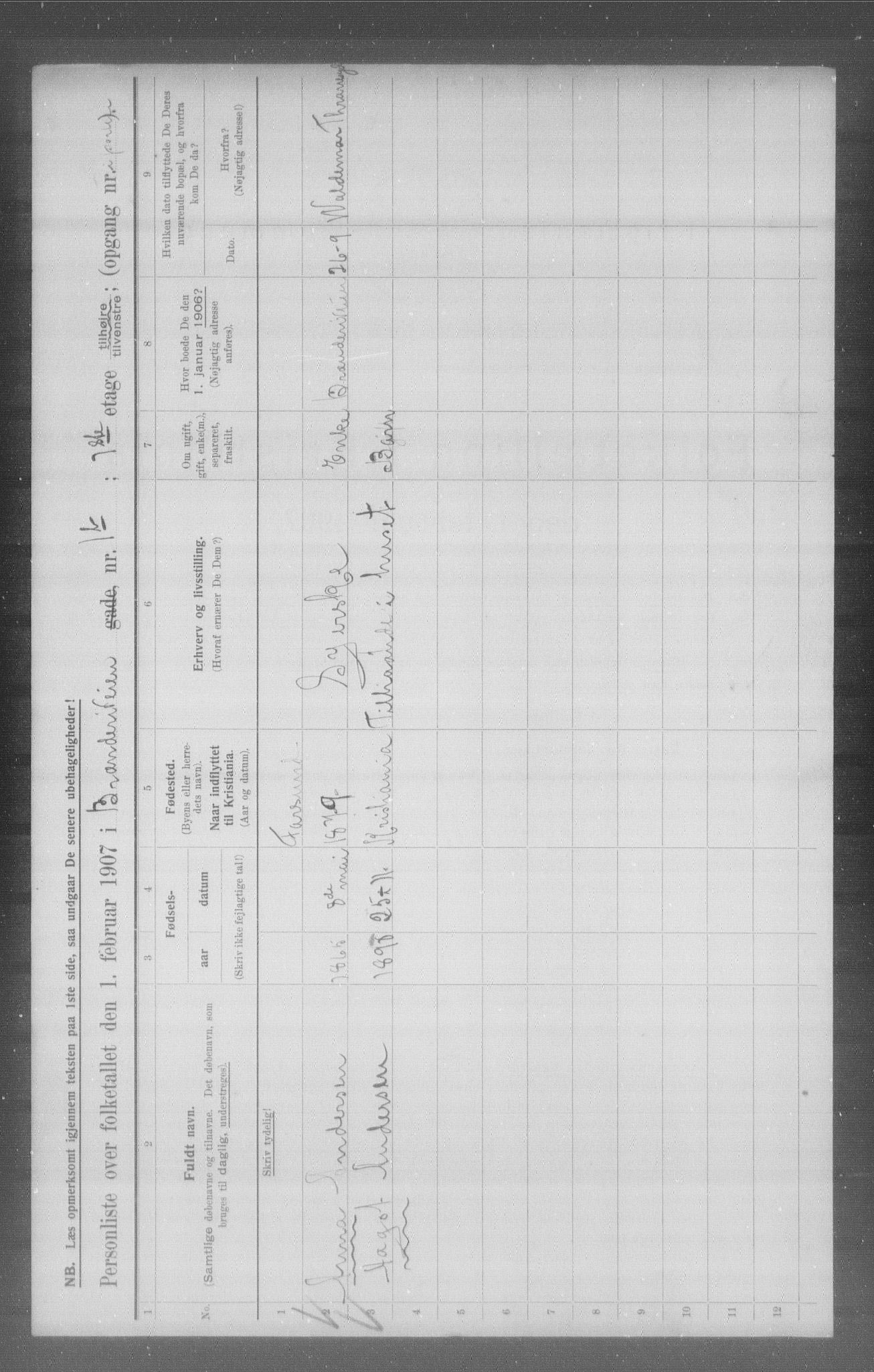 OBA, Municipal Census 1907 for Kristiania, 1907, p. 4451