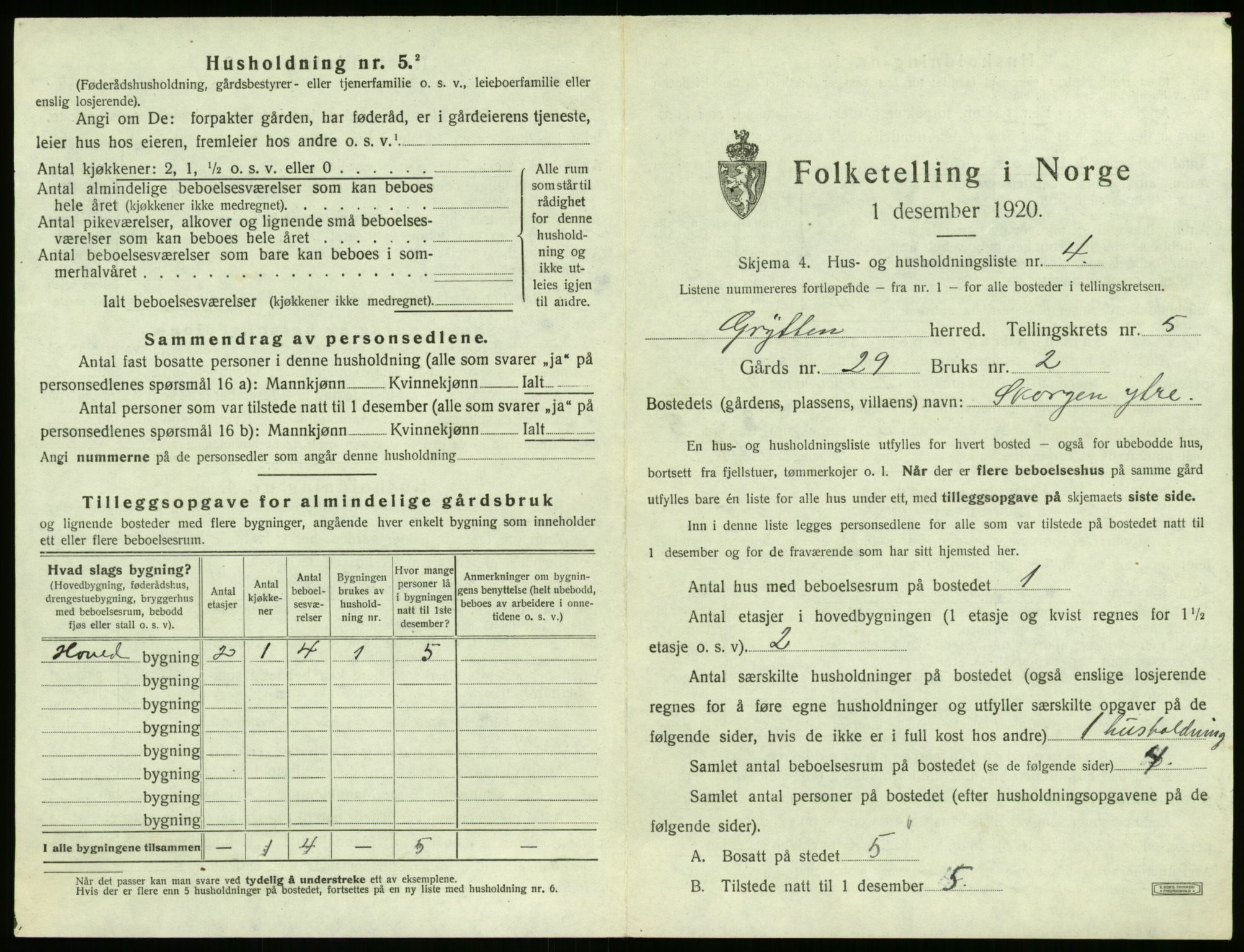 SAT, 1920 census for Grytten, 1920, p. 526