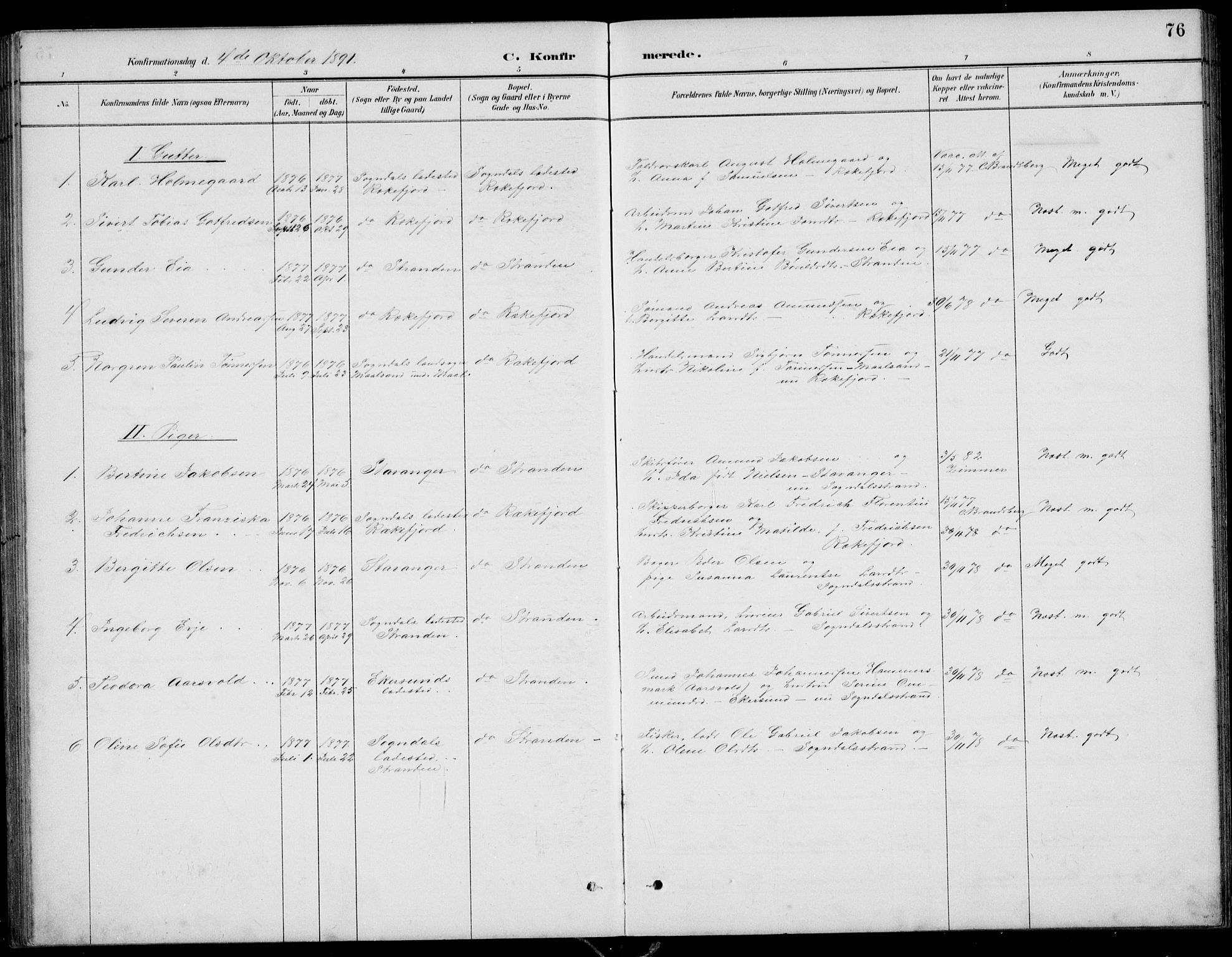 Sokndal sokneprestkontor, SAST/A-101808: Parish register (copy) no. B 5, 1887-1934, p. 76