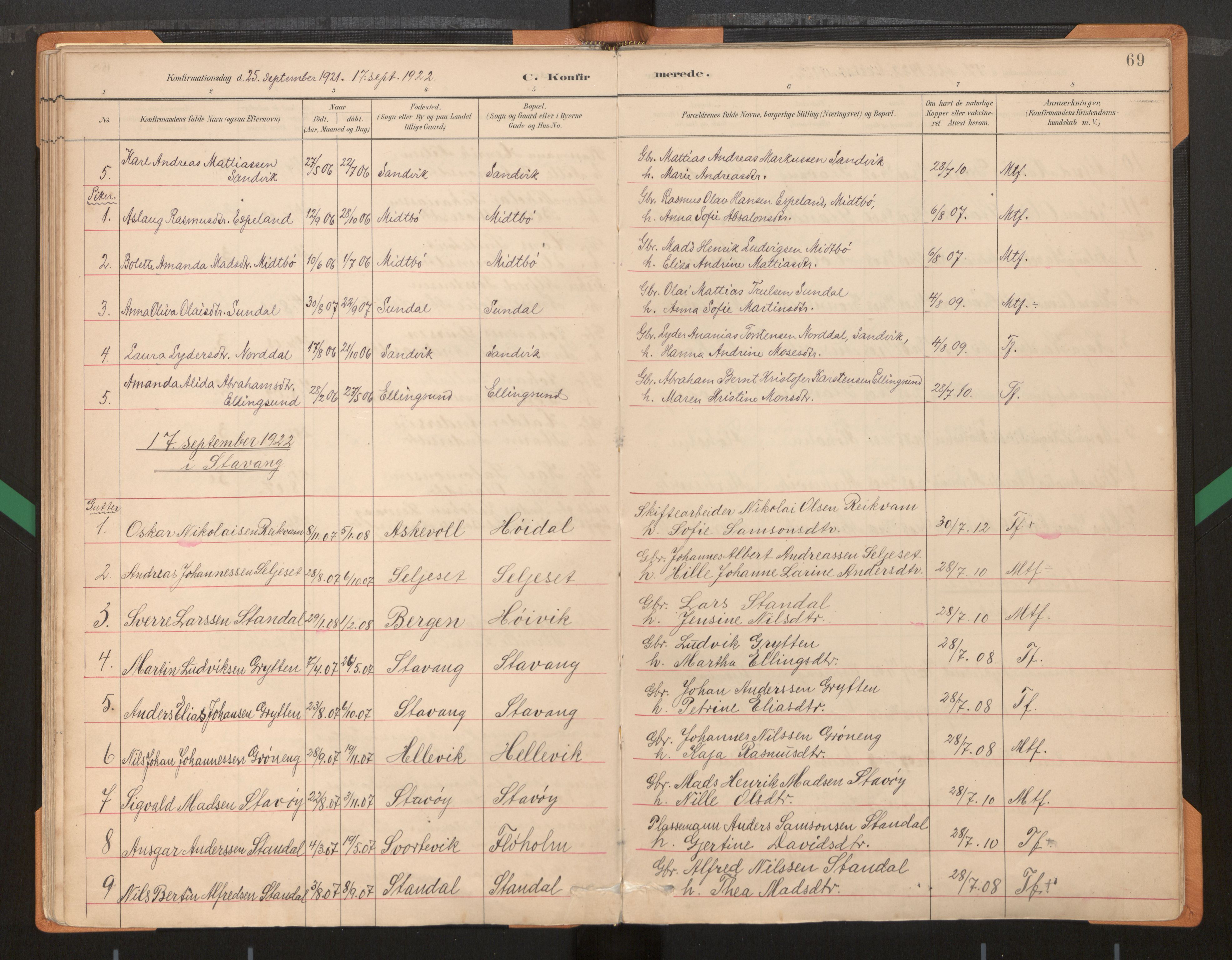 Kinn sokneprestembete, SAB/A-80801/H/Haa/Haad/L0004: Parish register (official) no. D 4, 1883-1944, p. 69
