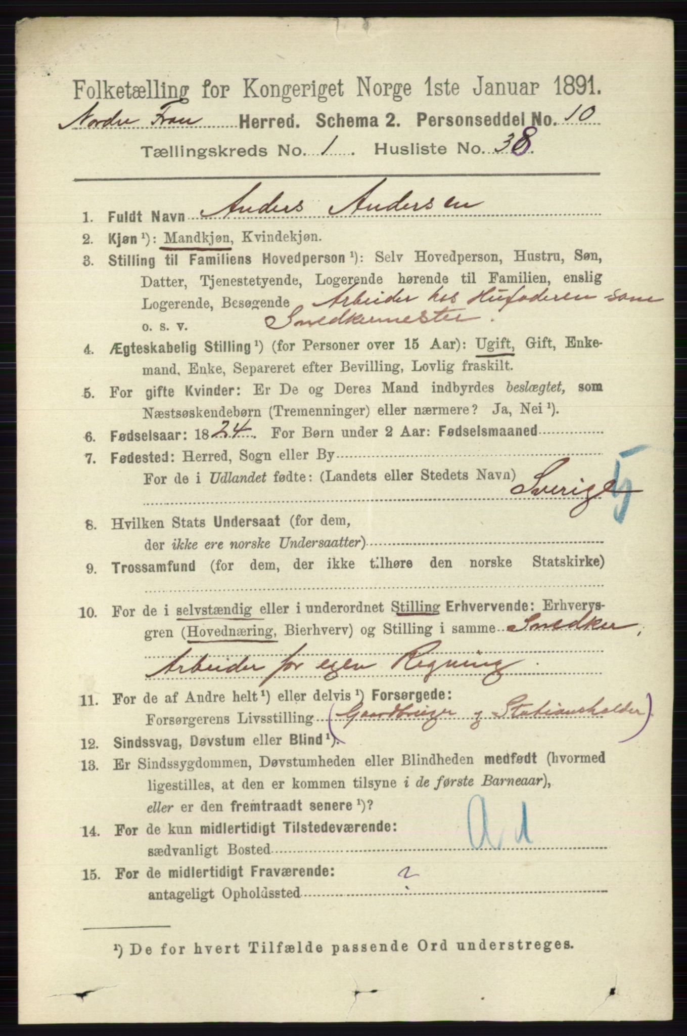 RA, 1891 census for 0518 Nord-Fron, 1891, p. 268