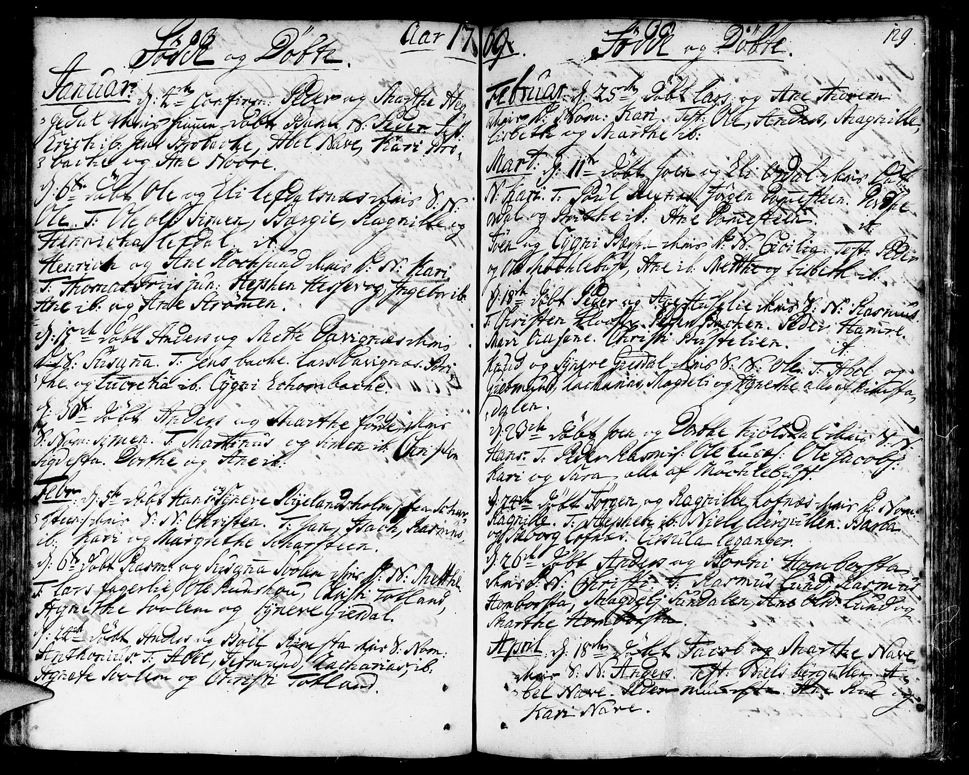 Davik sokneprestembete, SAB/A-79701/H/Haa/Haaa/L0002: Parish register (official) no. A 2, 1742-1816, p. 129