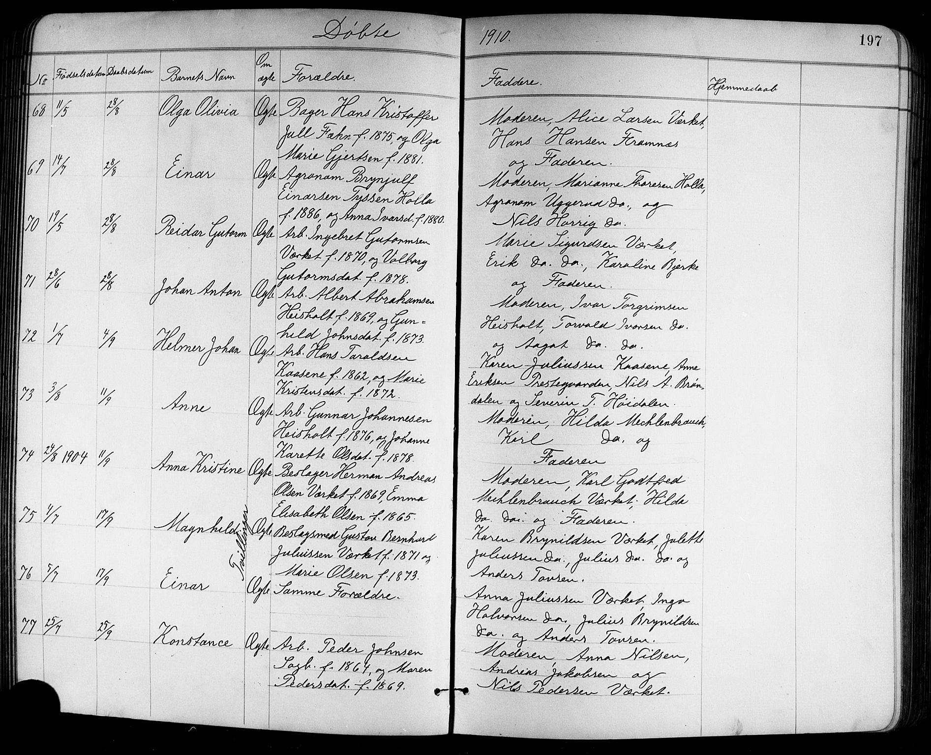 Holla kirkebøker, AV/SAKO-A-272/G/Ga/L0005: Parish register (copy) no. I 5, 1891-1917, p. 197