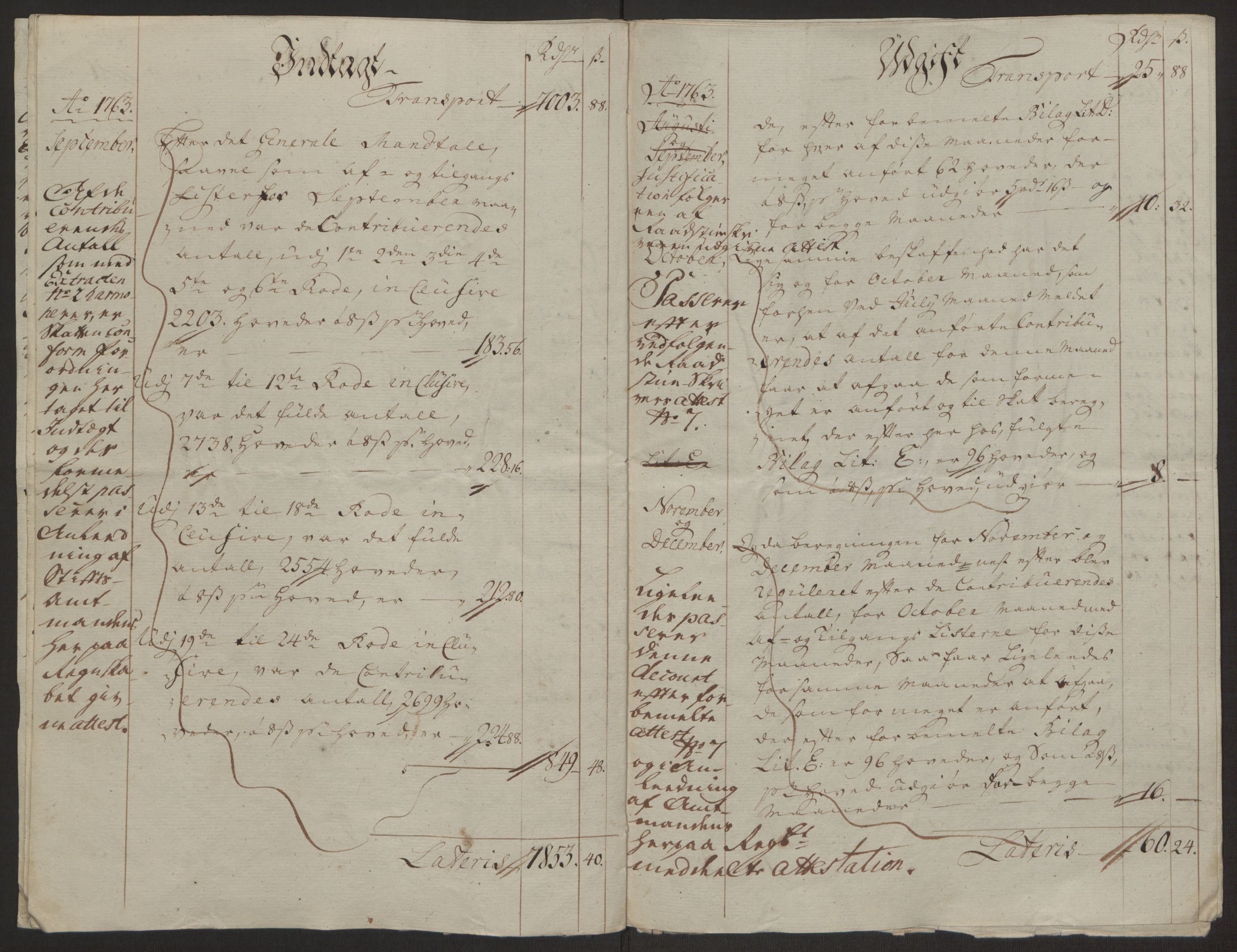 Rentekammeret inntil 1814, Reviderte regnskaper, Byregnskaper, AV/RA-EA-4066/R/Rp/L0366/0001: [P20] Kontribusjonsregnskap / Ekstraskatt, 1763, p. 18