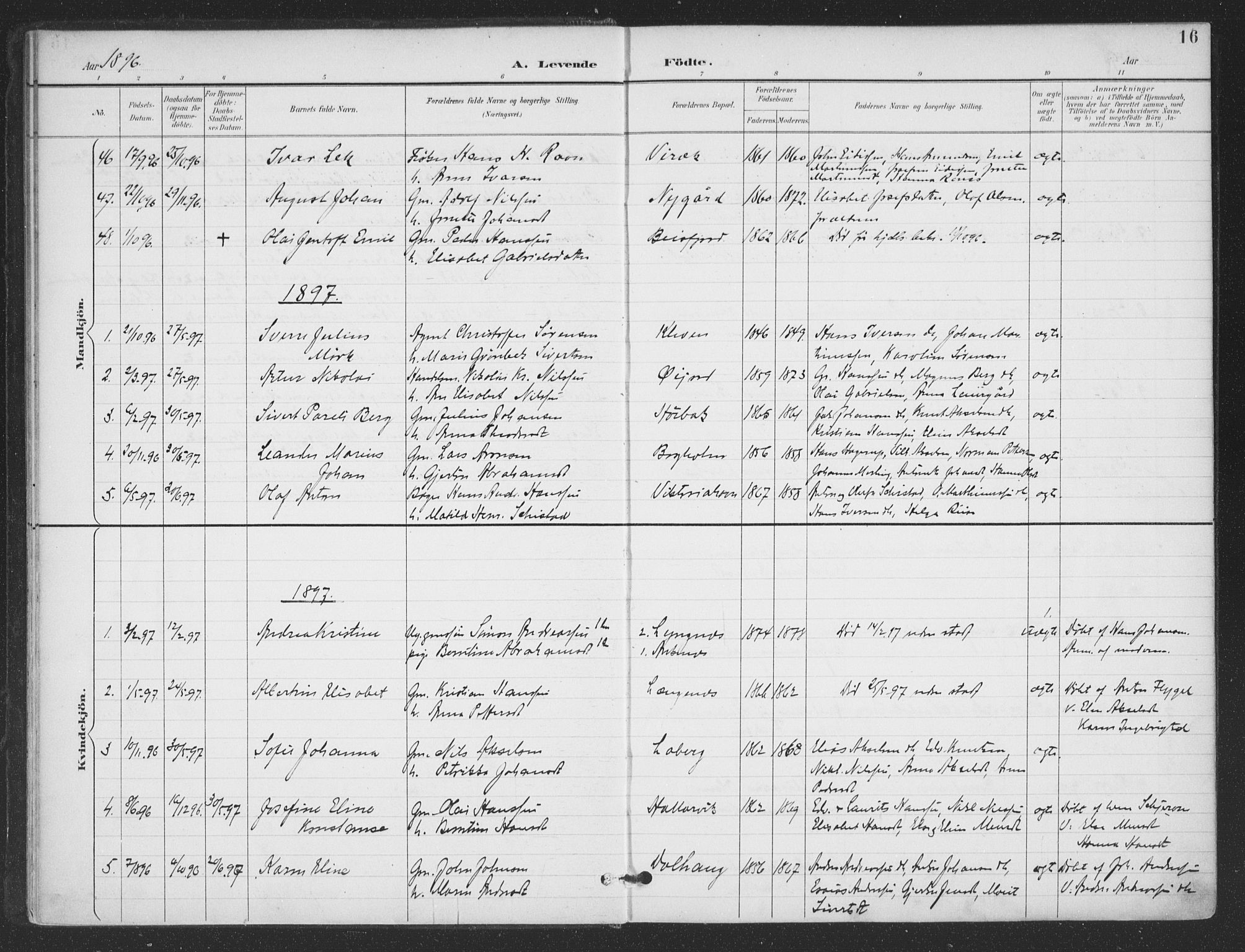 Ministerialprotokoller, klokkerbøker og fødselsregistre - Nordland, AV/SAT-A-1459/866/L0939: Parish register (official) no. 866A02, 1894-1906, p. 16