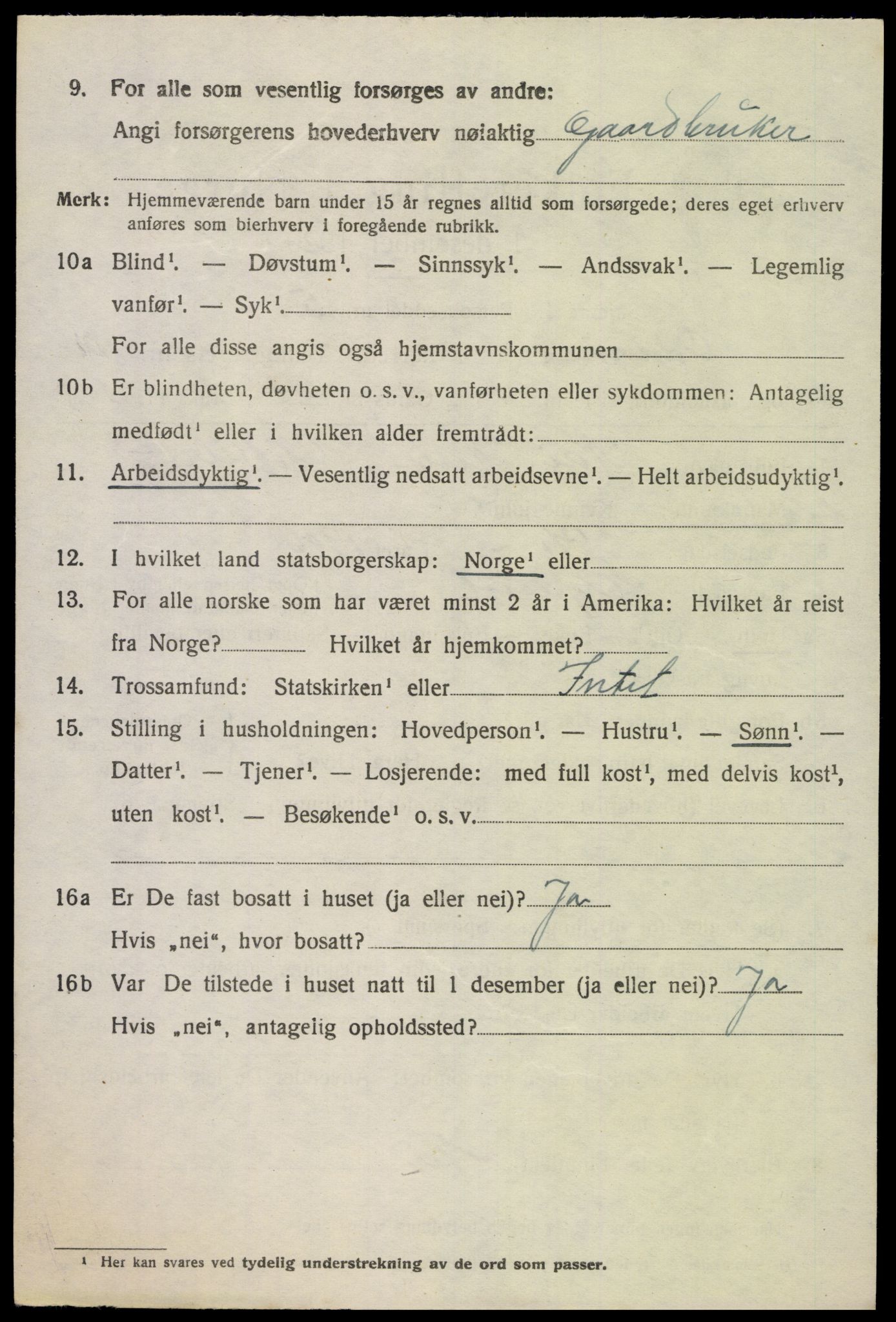 SAK, 1920 census for Oddernes, 1920, p. 6376