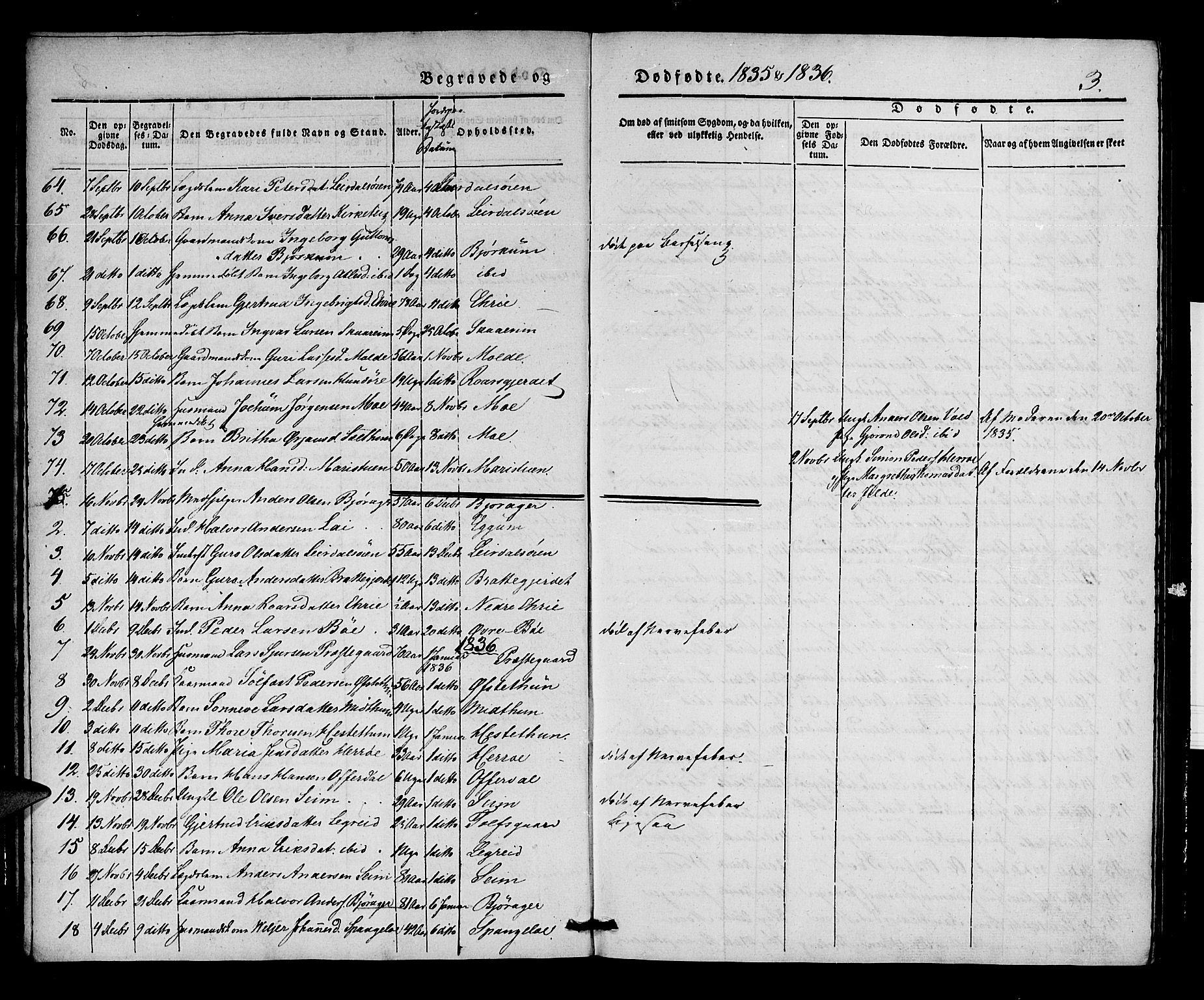 Lærdal sokneprestembete, SAB/A-81201: Parish register (official) no. A 9, 1835-1857, p. 3