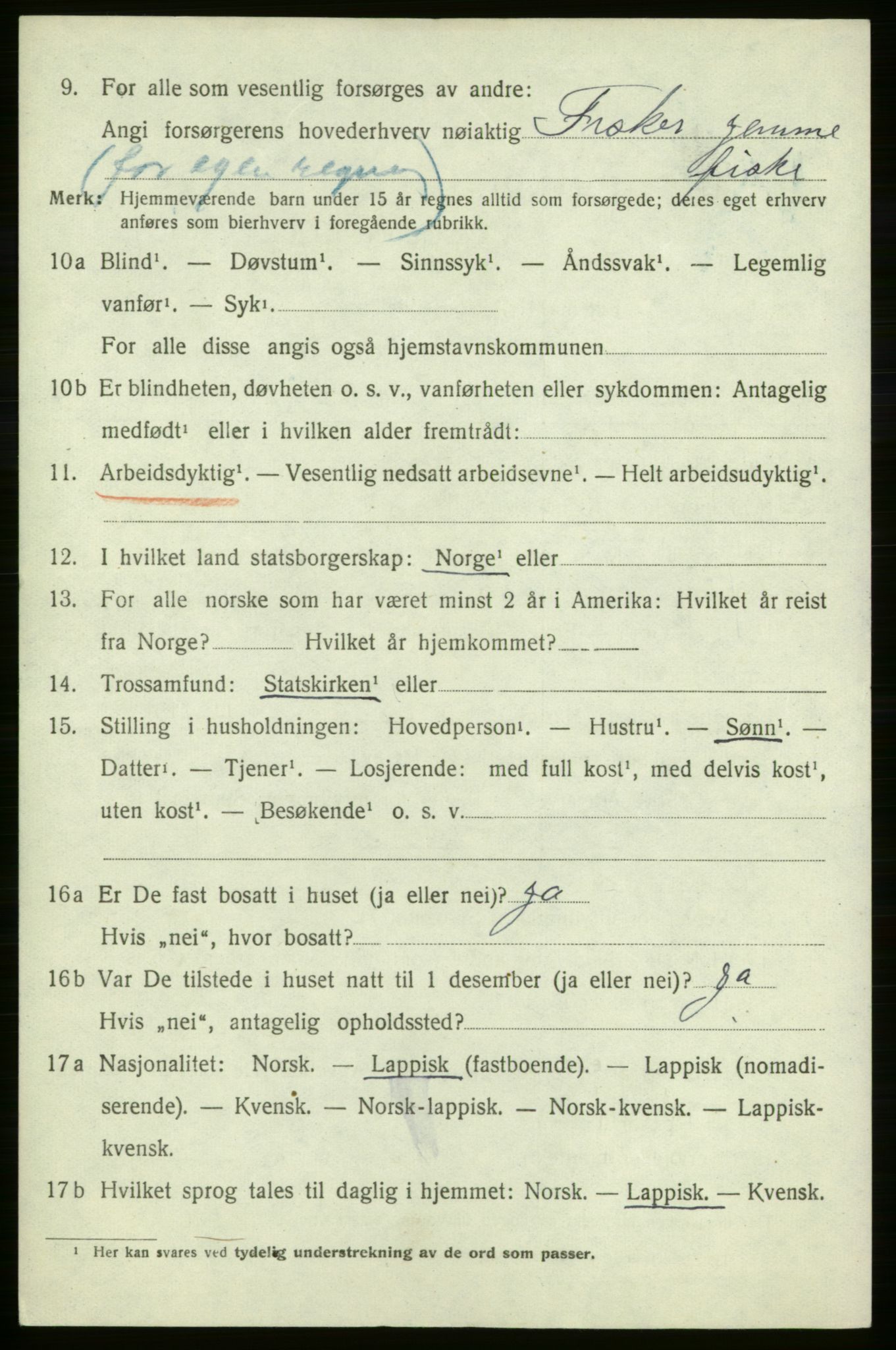 SATØ, 1920 census for , 1920, p. 657