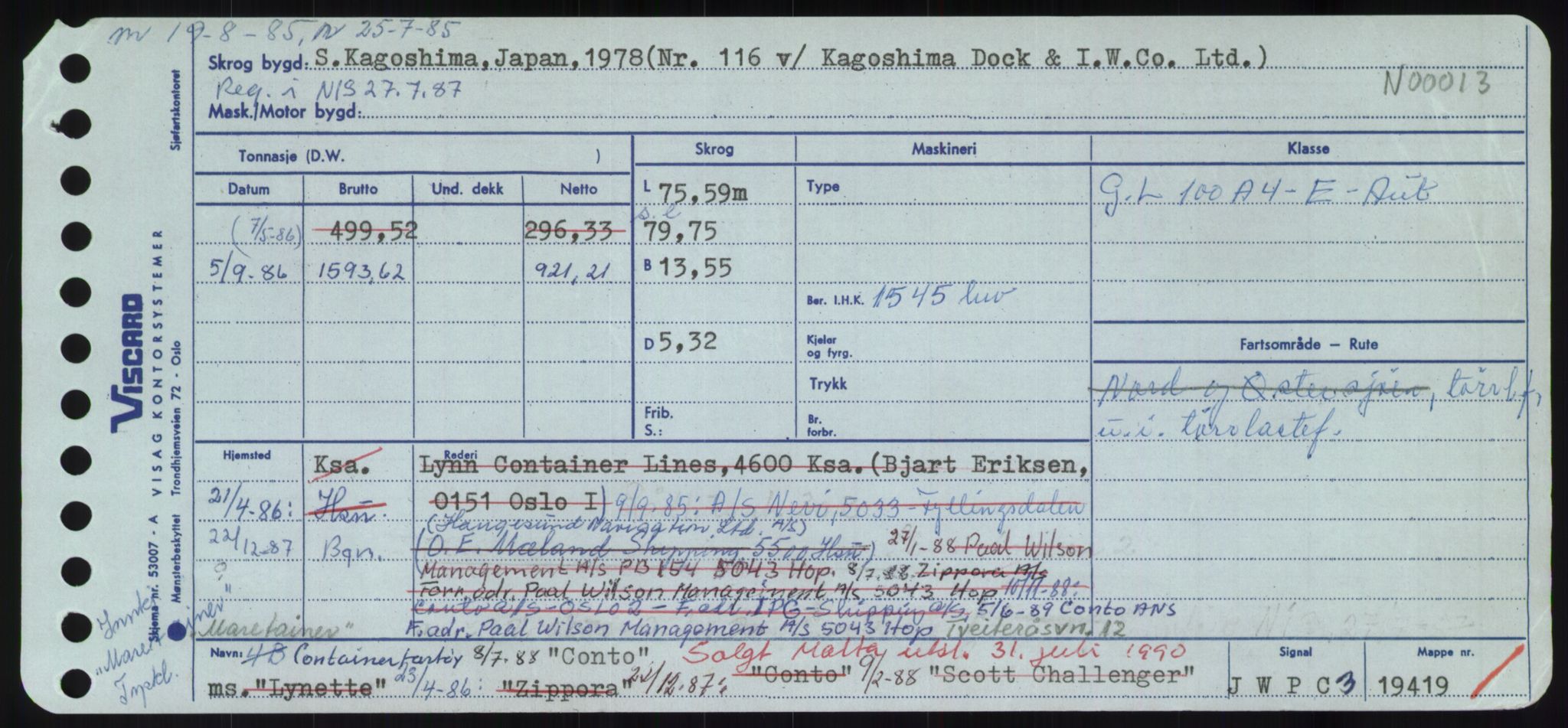 Sjøfartsdirektoratet med forløpere, Skipsmålingen, RA/S-1627/H/Hd/L0008: Fartøy, C-D, p. 213