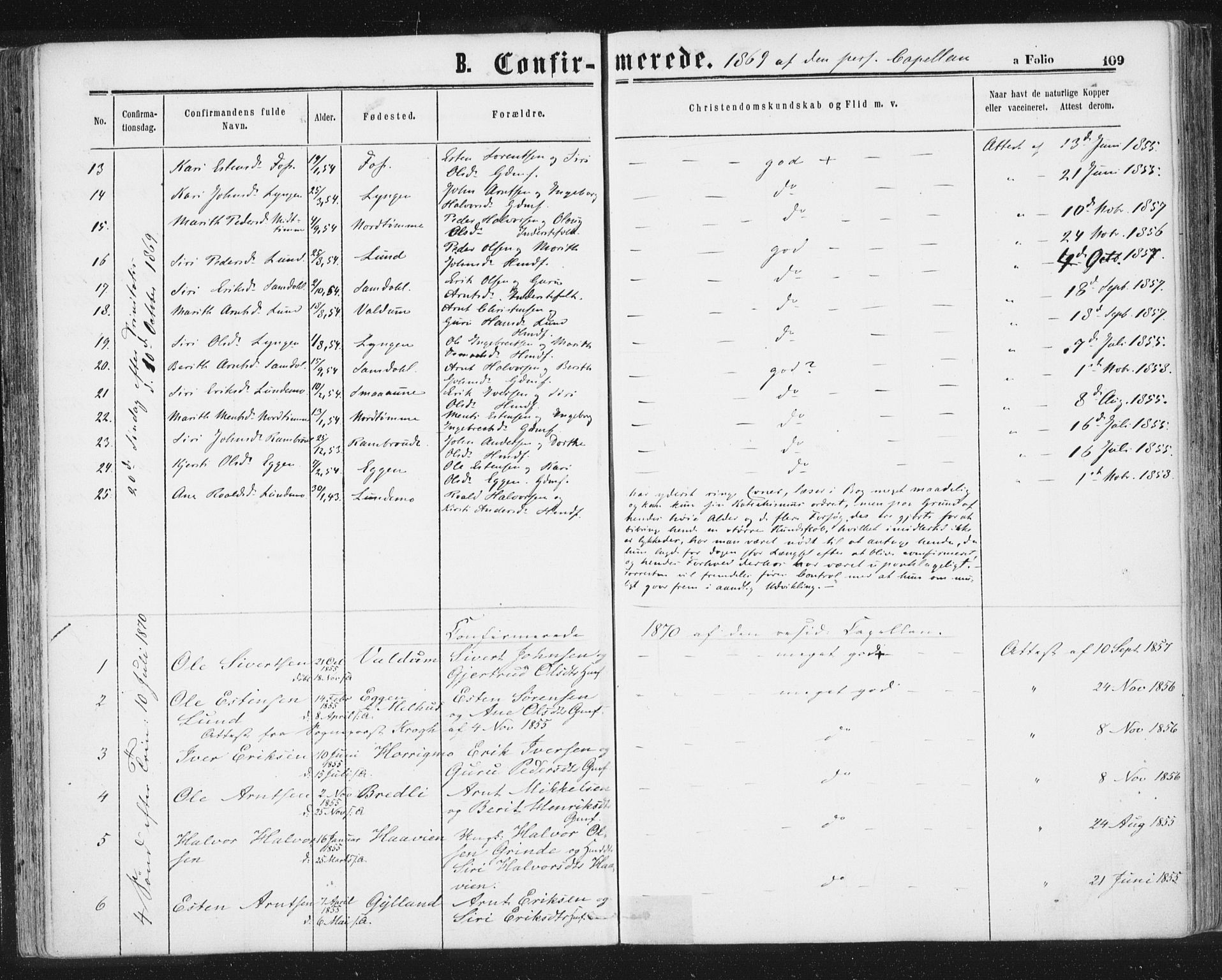 Ministerialprotokoller, klokkerbøker og fødselsregistre - Sør-Trøndelag, SAT/A-1456/692/L1104: Parish register (official) no. 692A04, 1862-1878, p. 109