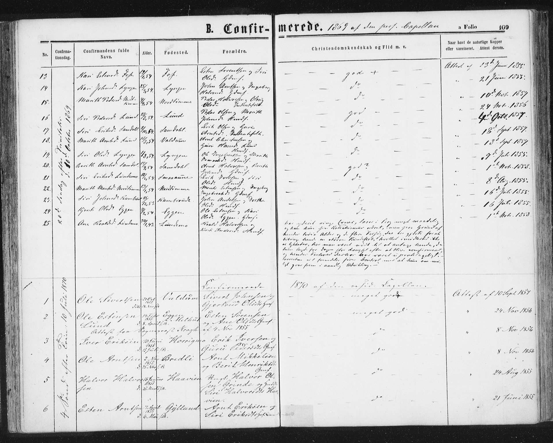 Ministerialprotokoller, klokkerbøker og fødselsregistre - Sør-Trøndelag, AV/SAT-A-1456/692/L1104: Parish register (official) no. 692A04, 1862-1878, p. 109