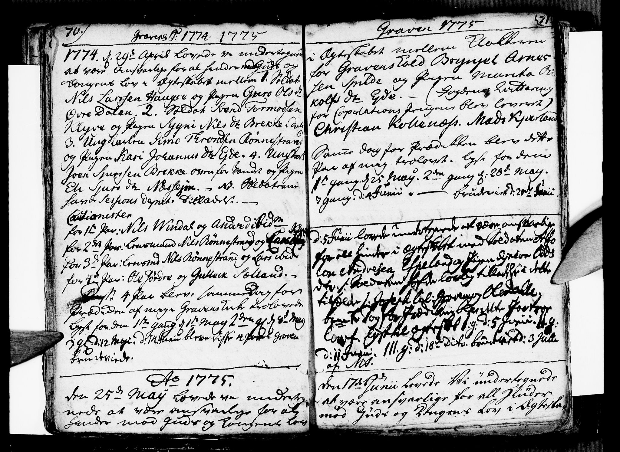 Ulvik sokneprestembete, SAB/A-78801/H/Haa: Parish register (official) no. A 9, 1743-1792, p. 70-71