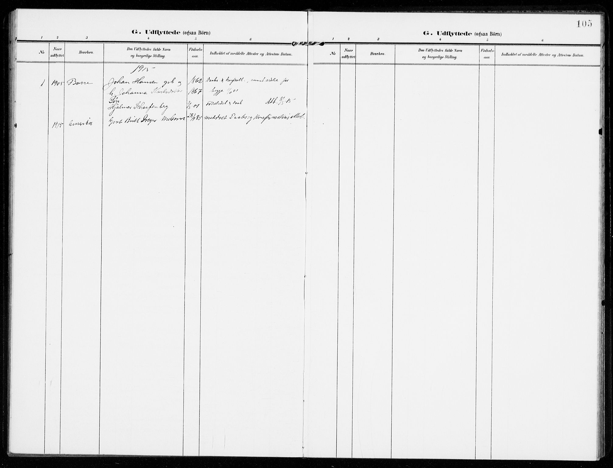 Sandar kirkebøker, SAKO/A-243/F/Fa/L0019: Parish register (official) no. 19, 1908-1914, p. 105