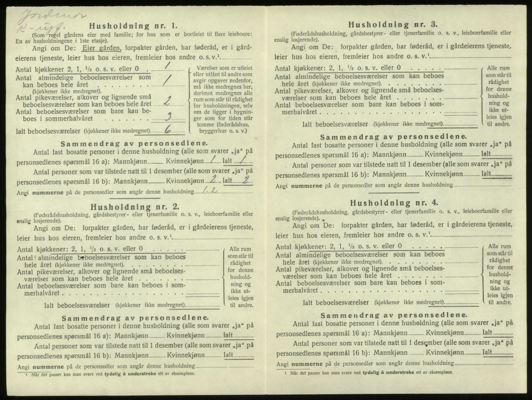 SAB, 1920 census for Innvik, 1920, p. 442