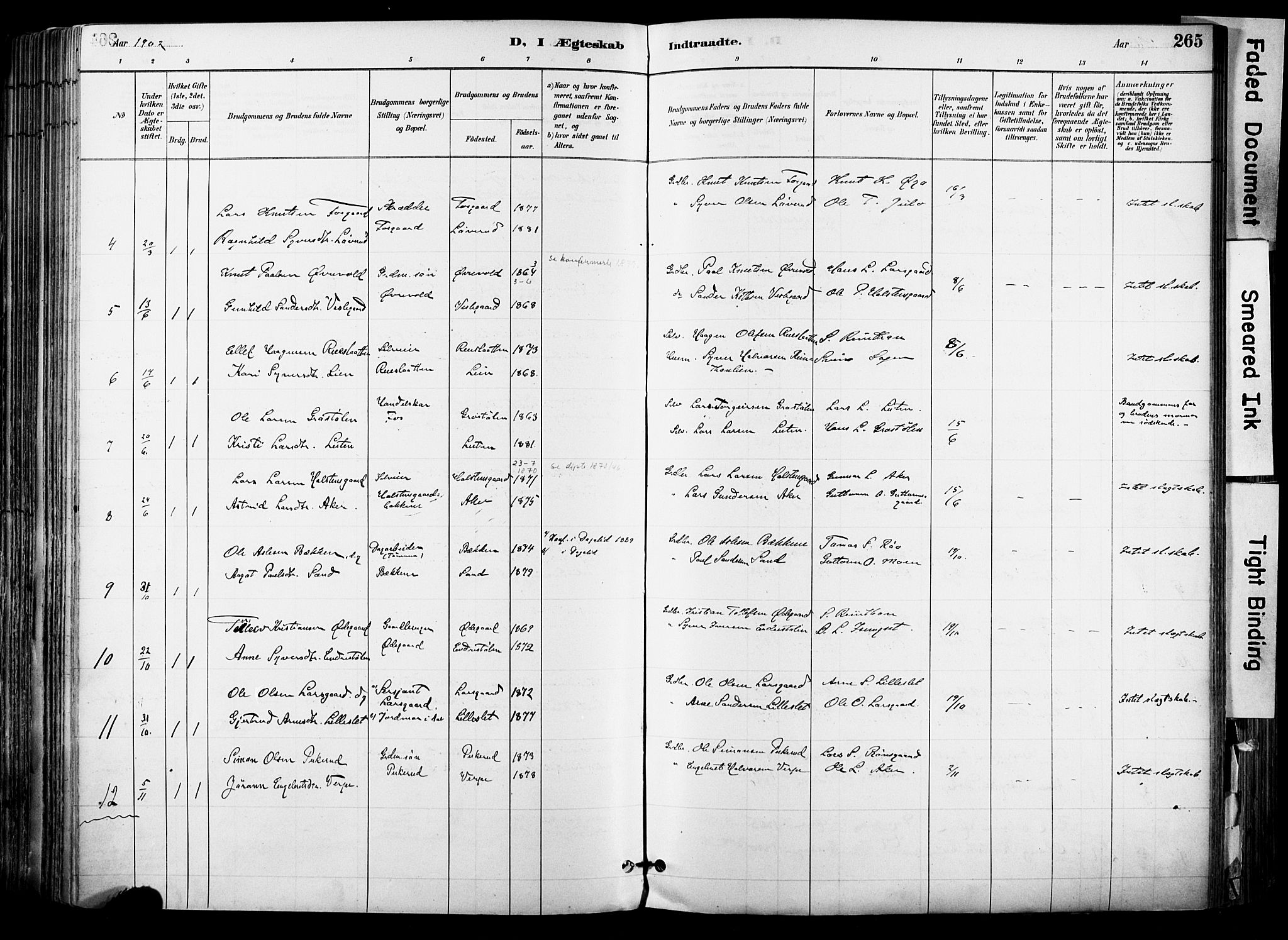 Hol kirkebøker, SAKO/A-227/F/Fa/L0003: Parish register (official) no. I 3, 1887-1918, p. 265