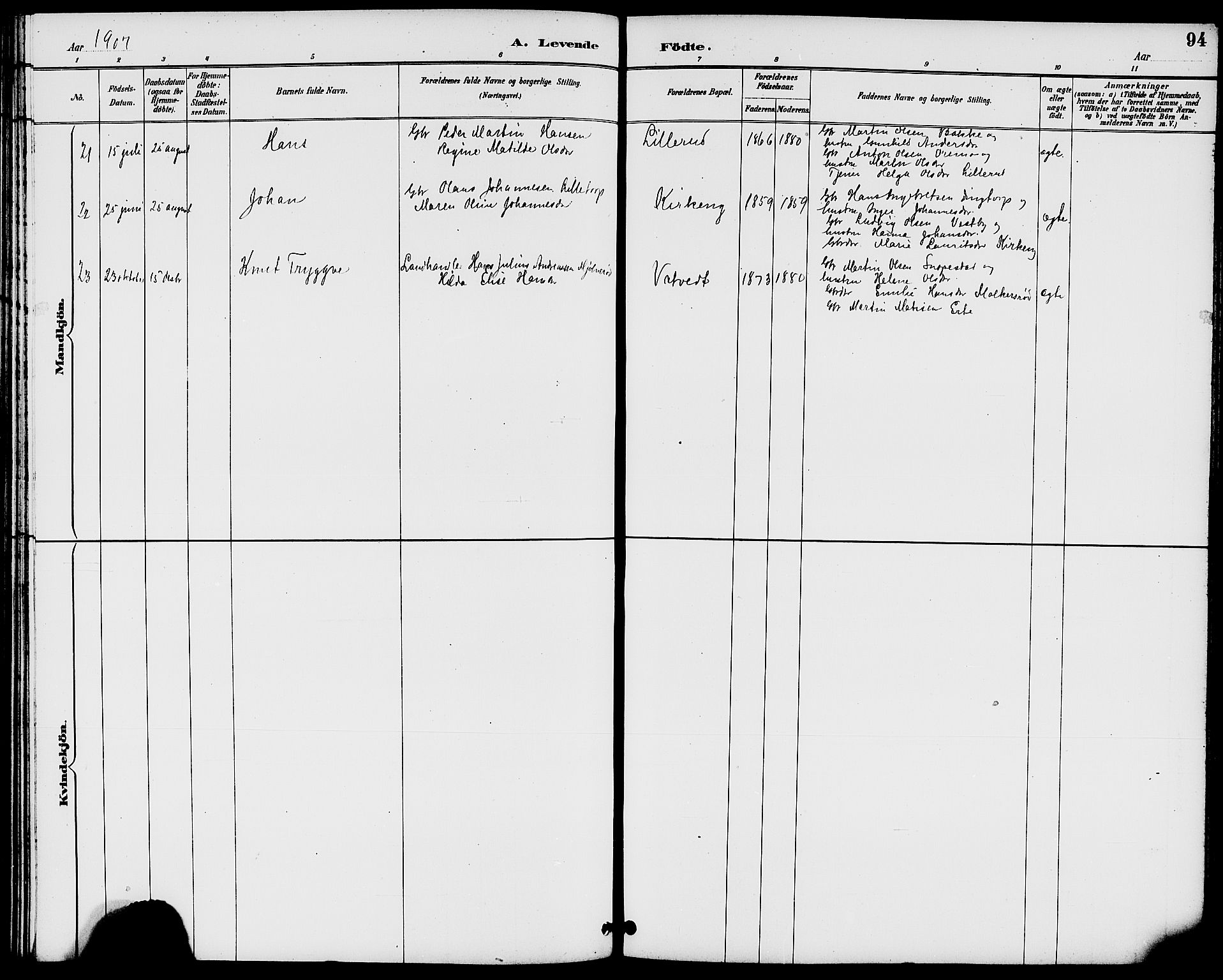 Rakkestad prestekontor Kirkebøker, AV/SAO-A-2008/G/Gb/L0001: Parish register (copy) no. II 1, 1887-1909, p. 94