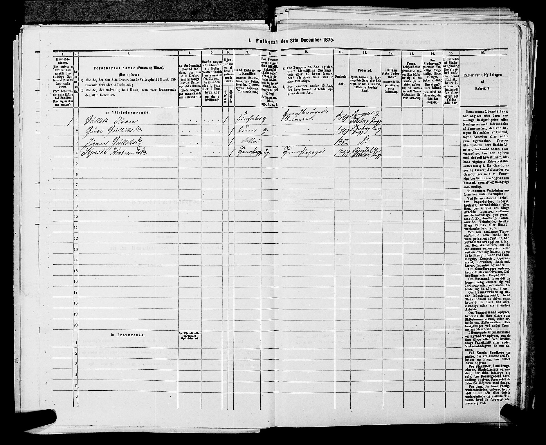 SAKO, 1875 census for 0631P Flesberg, 1875, p. 135