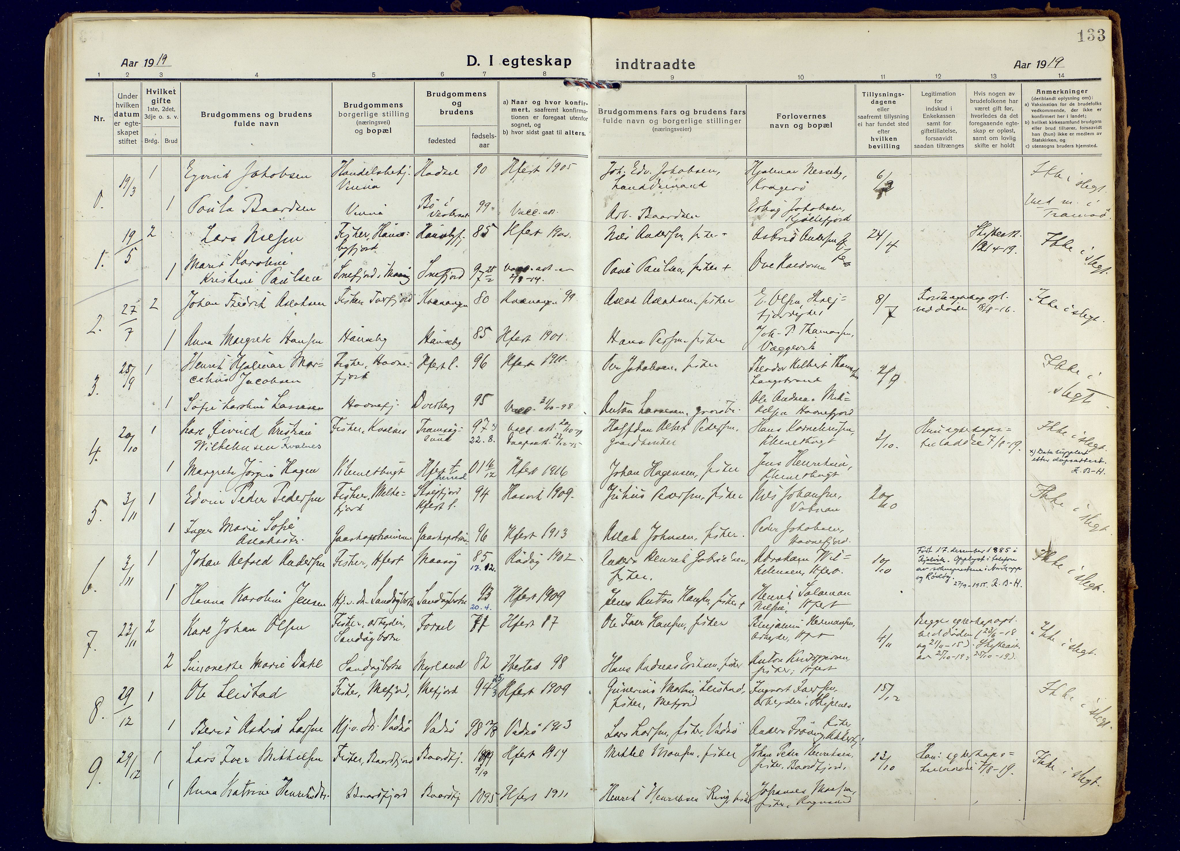 Hammerfest sokneprestkontor, AV/SATØ-S-1347/H/Ha/L0018.kirke: Parish register (official) no. 18, 1918-1933, p. 133