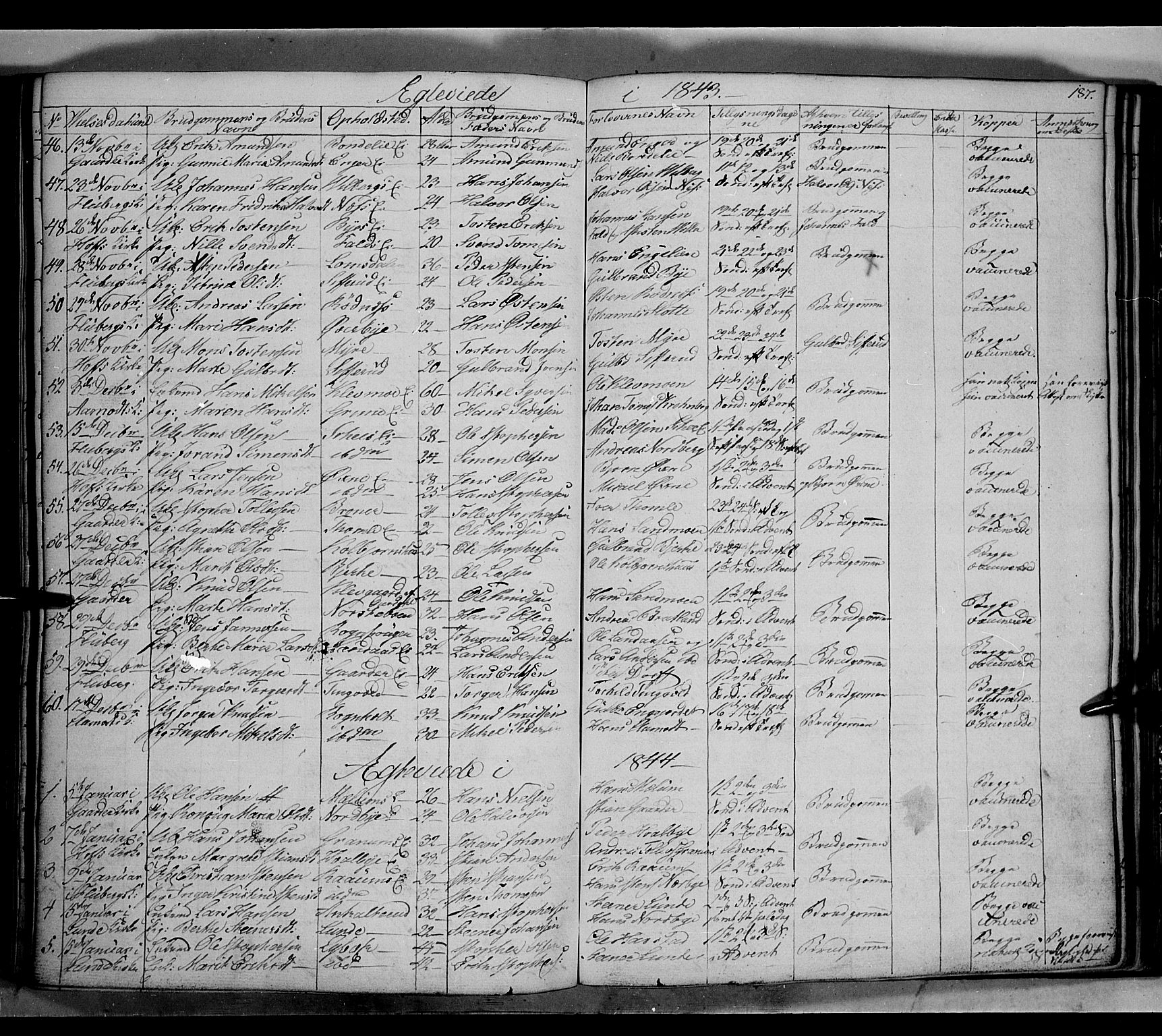 Land prestekontor, SAH/PREST-120/H/Ha/Hab/L0002: Parish register (copy) no. 2, 1833-1849, p. 187