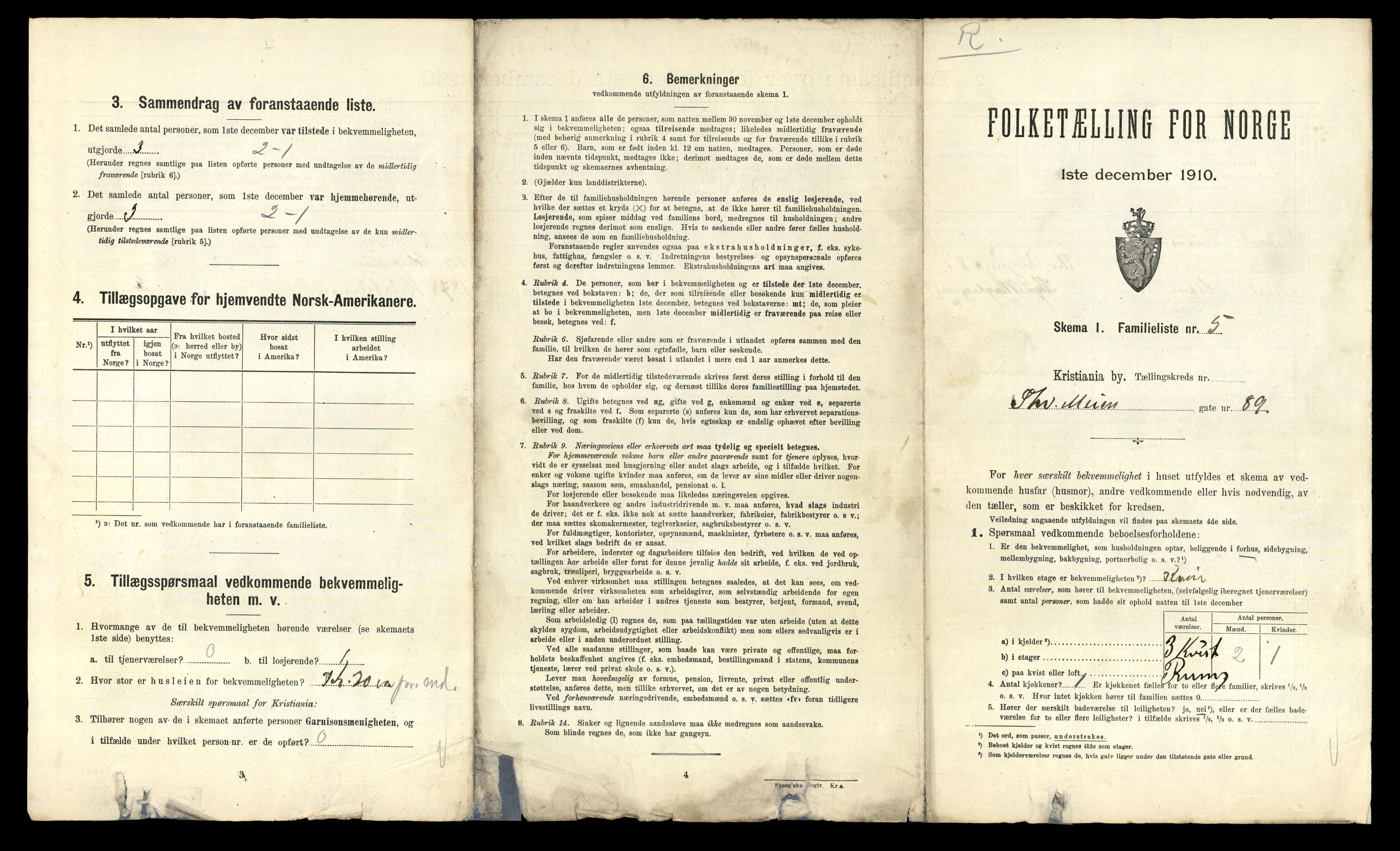 RA, 1910 census for Kristiania, 1910, p. 107003