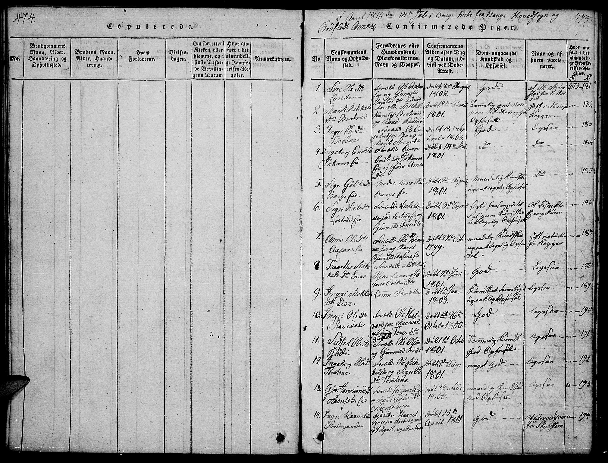 Sør-Aurdal prestekontor, SAH/PREST-128/H/Ha/Hab/L0001: Parish register (copy) no. 1, 1815-1826, p. 474-475