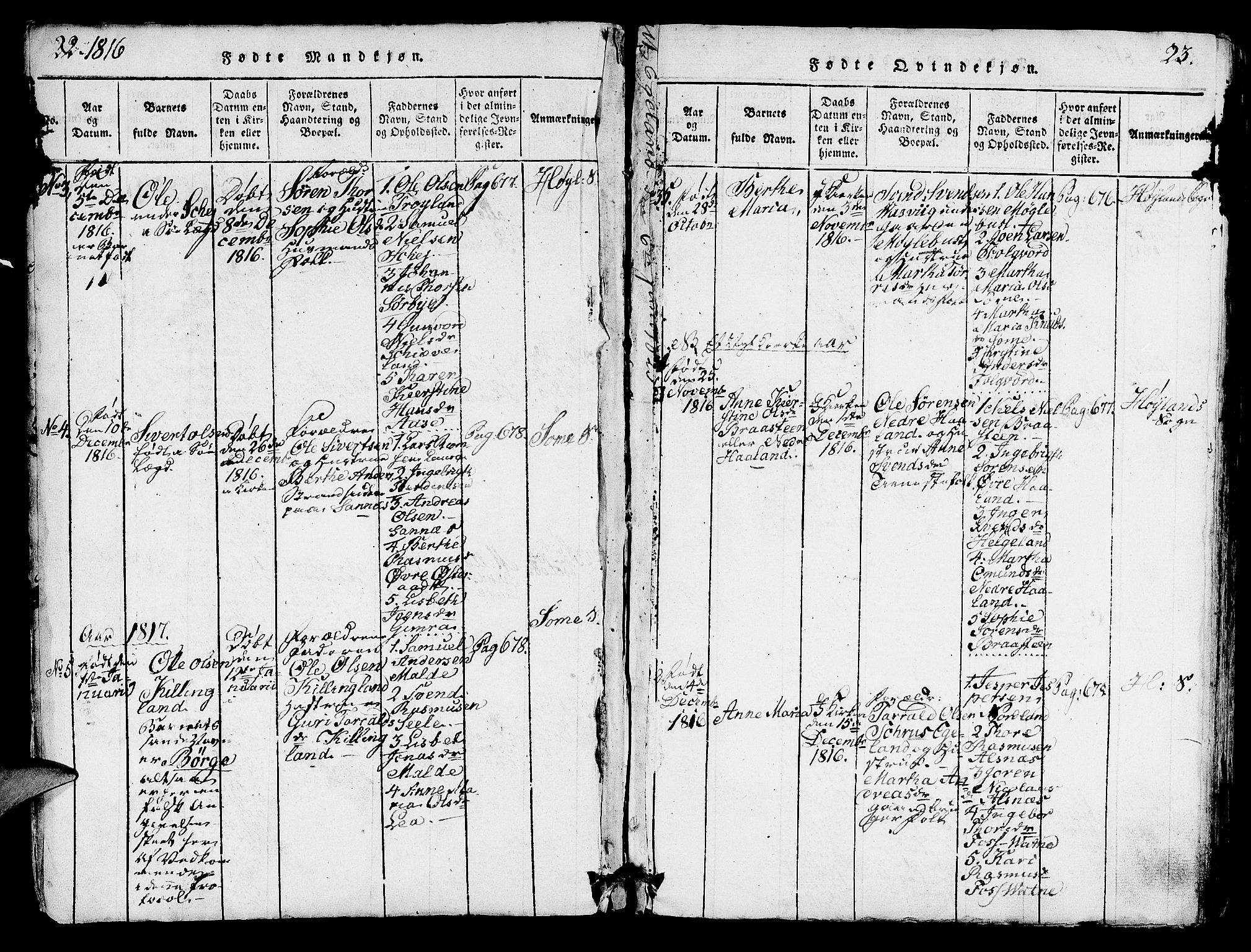 Høyland sokneprestkontor, SAST/A-101799/001/30BA/L0006: Parish register (official) no. A 6, 1815-1825, p. 22-23