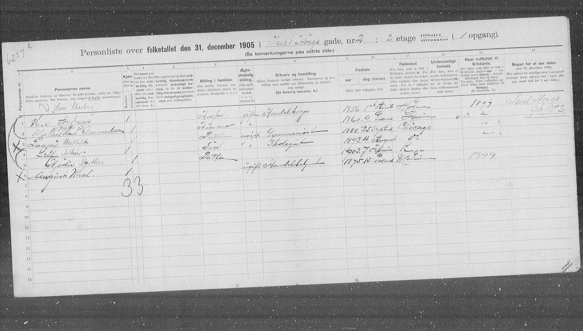 OBA, Municipal Census 1905 for Kristiania, 1905, p. 24993