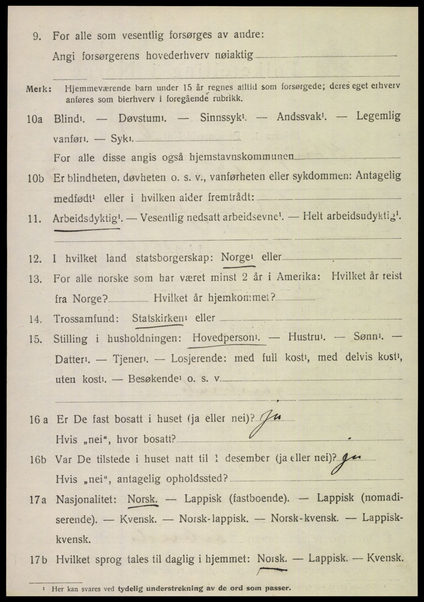 SAT, 1920 census for Steigen, 1920, p. 3893