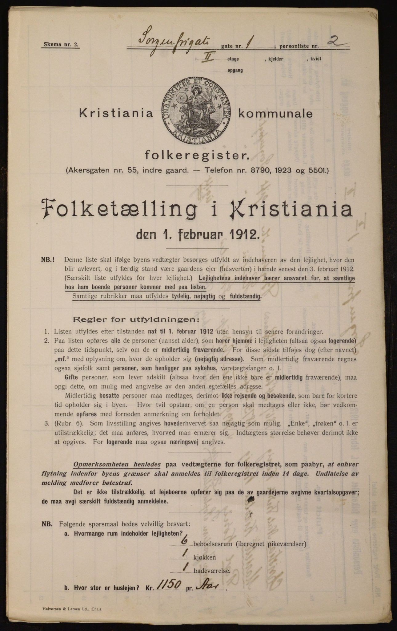 OBA, Municipal Census 1912 for Kristiania, 1912, p. 100080