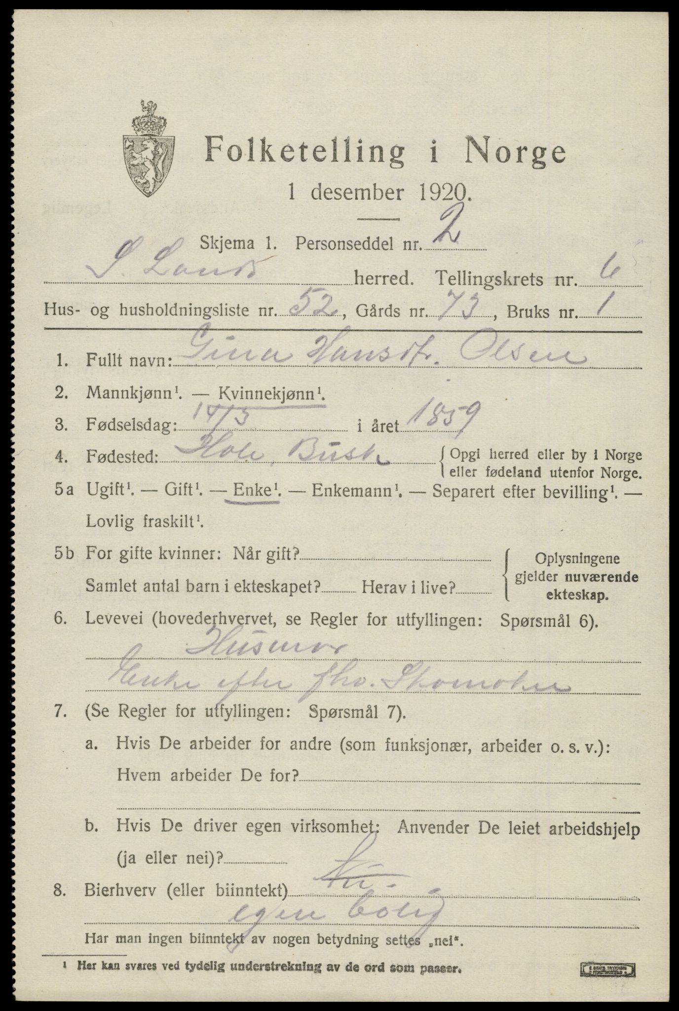 SAH, 1920 census for Søndre Land, 1920, p. 6895