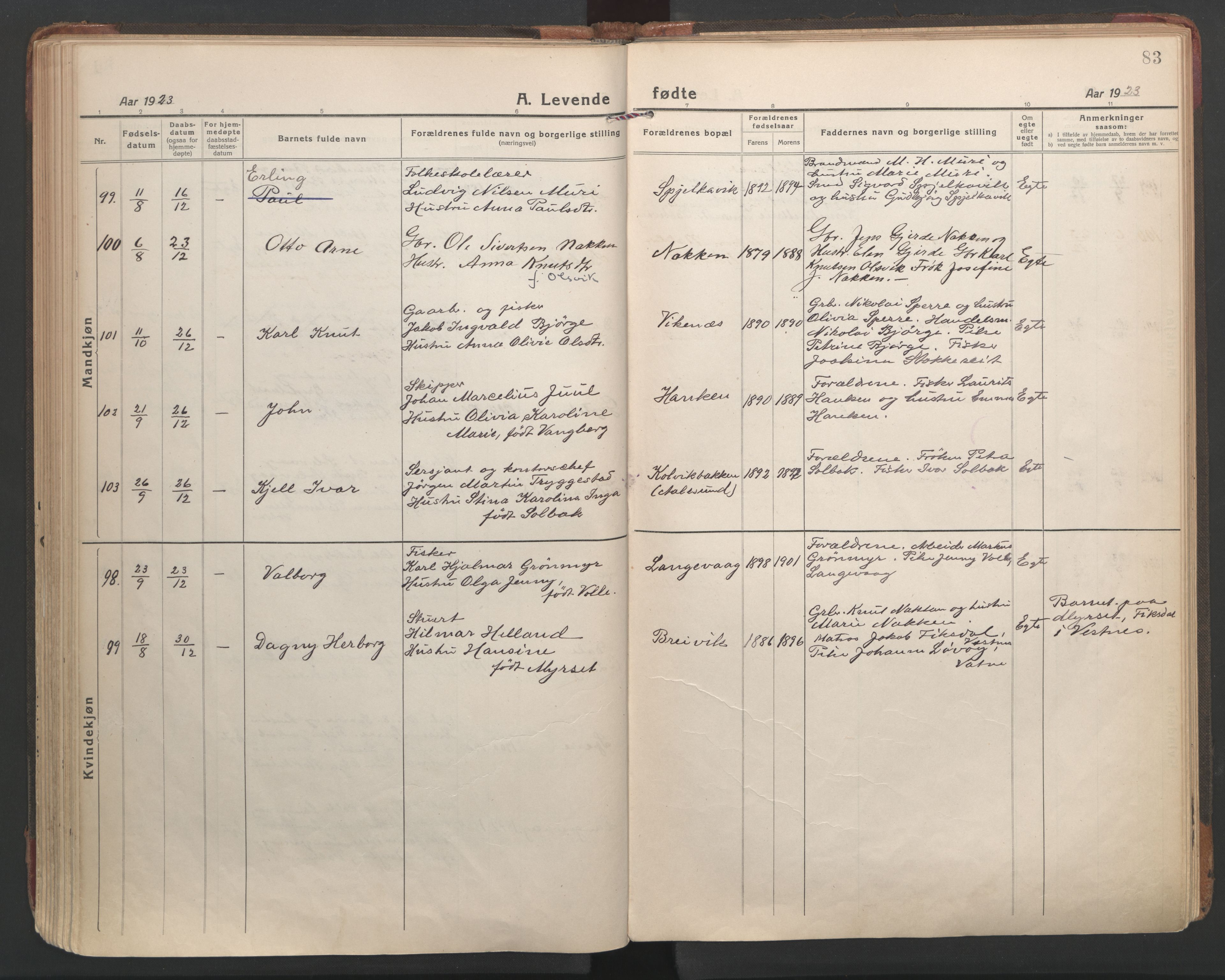 Ministerialprotokoller, klokkerbøker og fødselsregistre - Møre og Romsdal, AV/SAT-A-1454/528/L0412: Parish register (official) no. 528A21, 1920-1926, p. 83