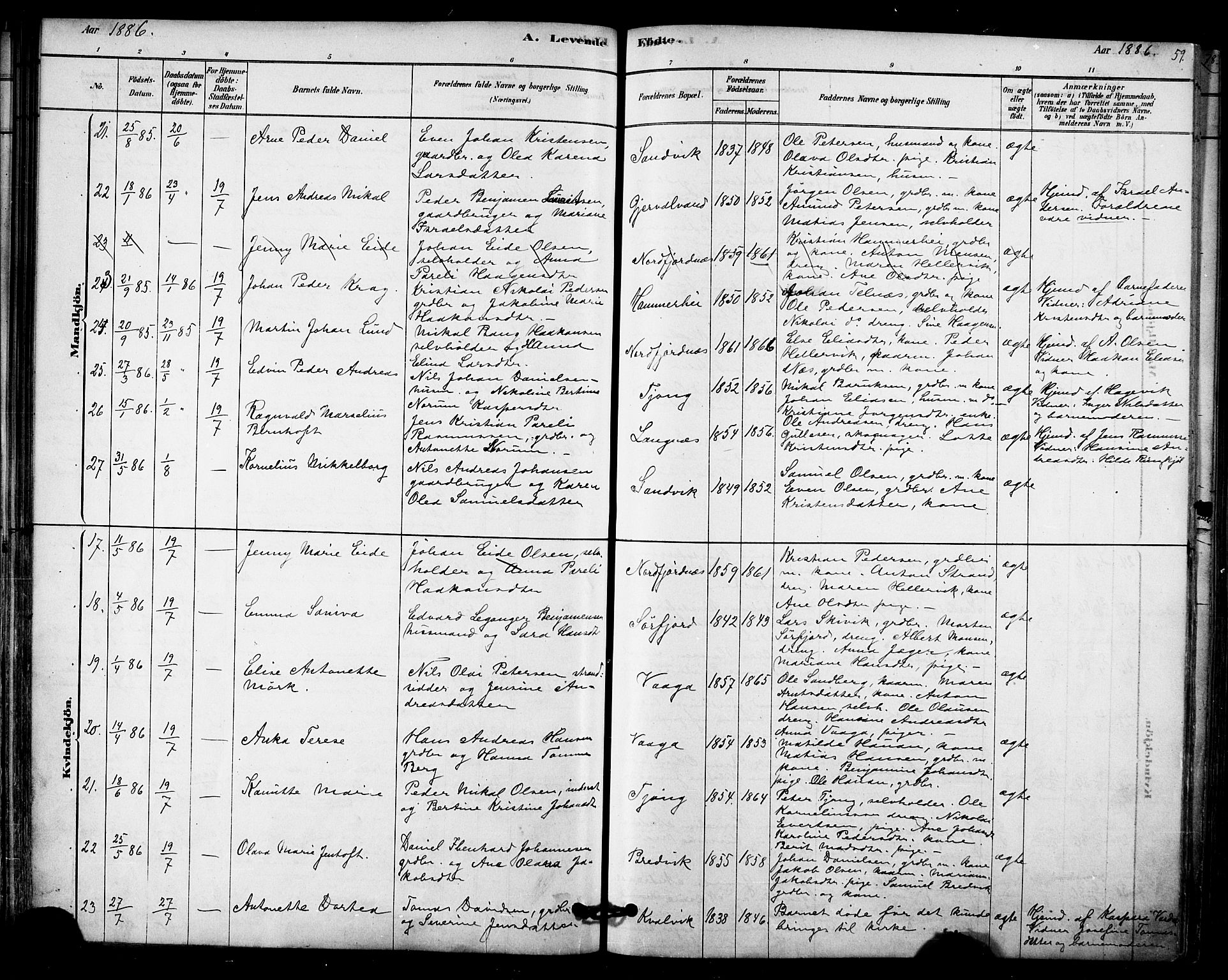 Ministerialprotokoller, klokkerbøker og fødselsregistre - Nordland, SAT/A-1459/841/L0609: Parish register (official) no. 841A12, 1878-1901, p. 59