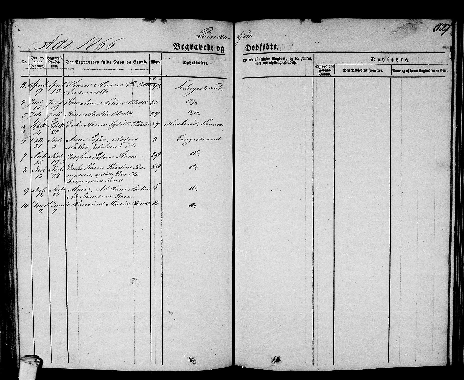 Larvik kirkebøker, SAKO/A-352/G/Gb/L0002: Parish register (copy) no. II 2, 1843-1866, p. 327