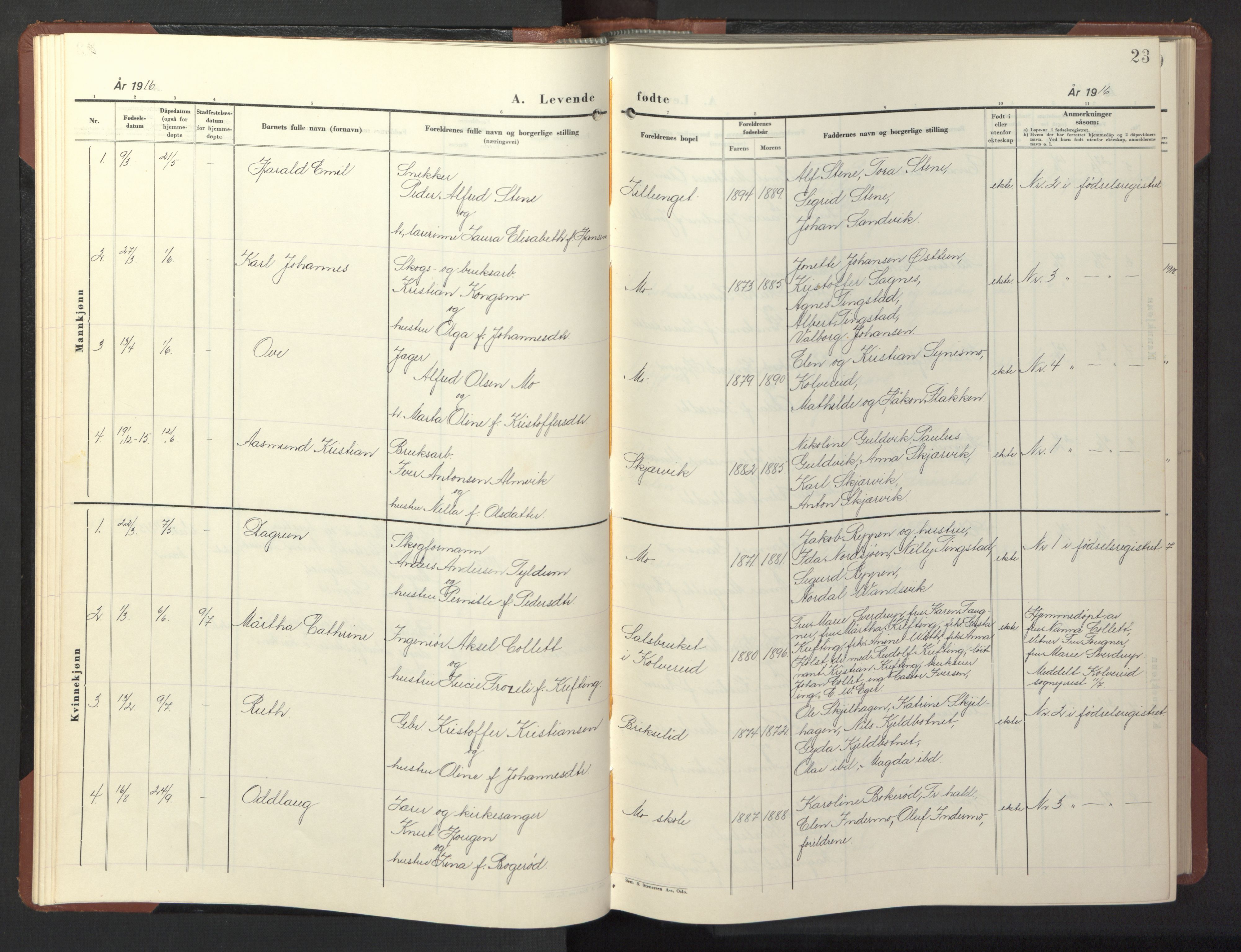 Ministerialprotokoller, klokkerbøker og fødselsregistre - Nord-Trøndelag, SAT/A-1458/773/L0625: Parish register (copy) no. 773C01, 1910-1952, p. 23