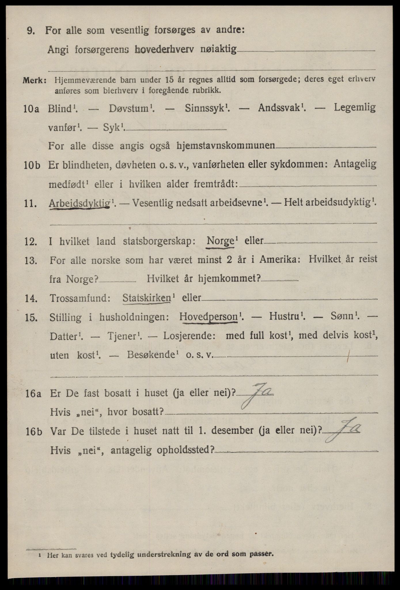 SAT, 1920 census for Tingvoll, 1920, p. 5095