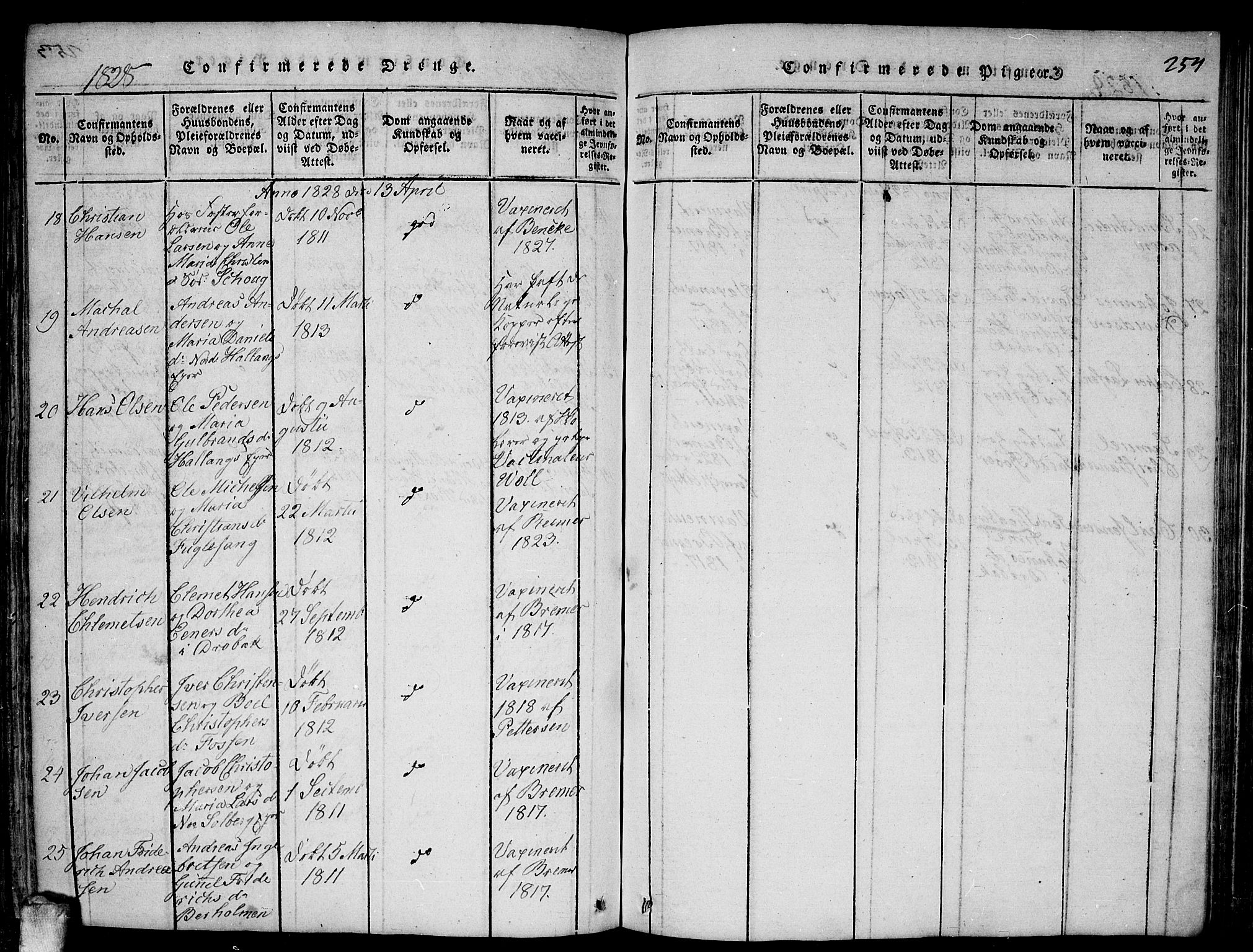 Drøbak prestekontor Kirkebøker, AV/SAO-A-10142a/F/Fa/L0001: Parish register (official) no. I 1, 1816-1842, p. 254