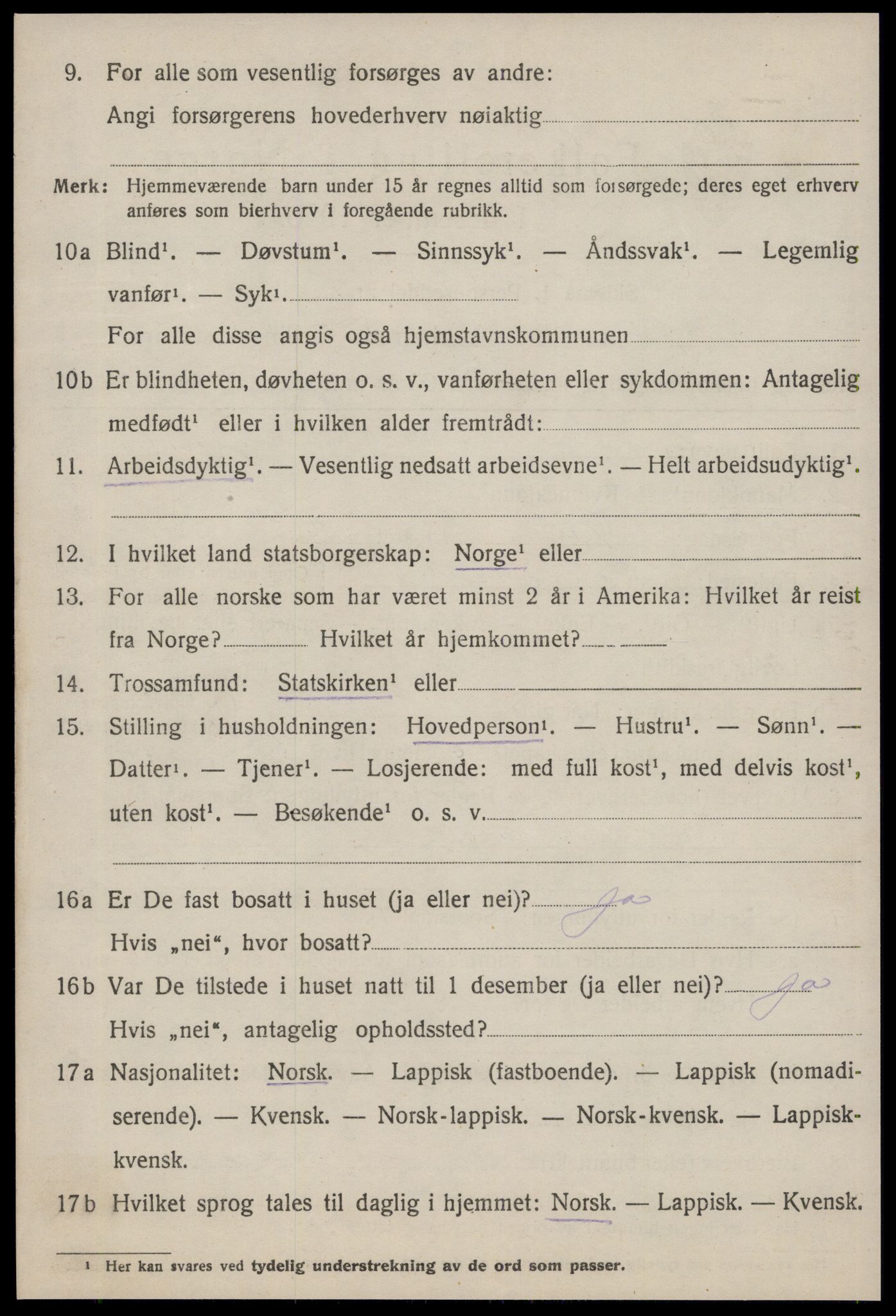 SAT, 1920 census for Bjugn, 1920, p. 1284