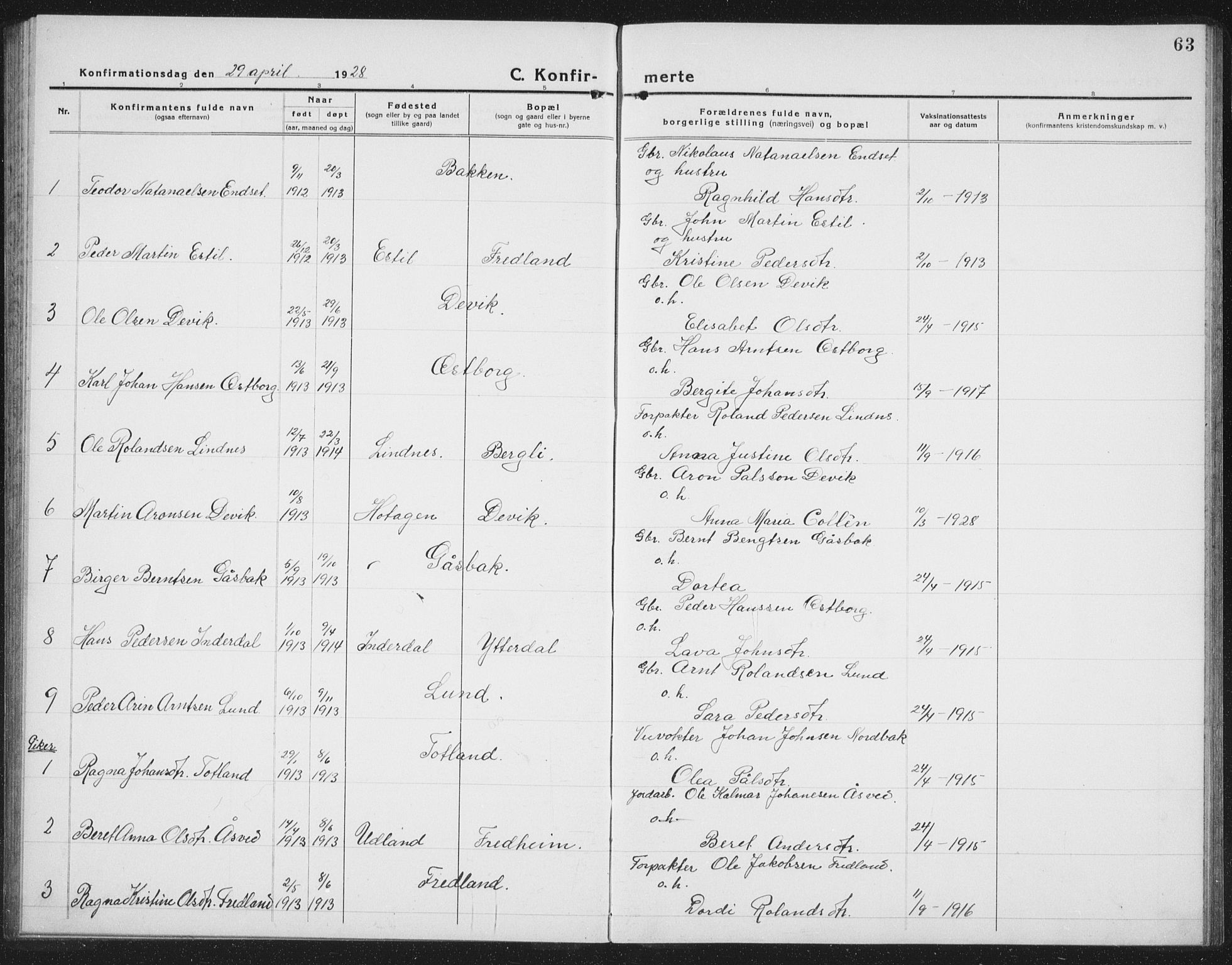 Ministerialprotokoller, klokkerbøker og fødselsregistre - Nord-Trøndelag, SAT/A-1458/757/L0507: Parish register (copy) no. 757C02, 1923-1939, p. 63
