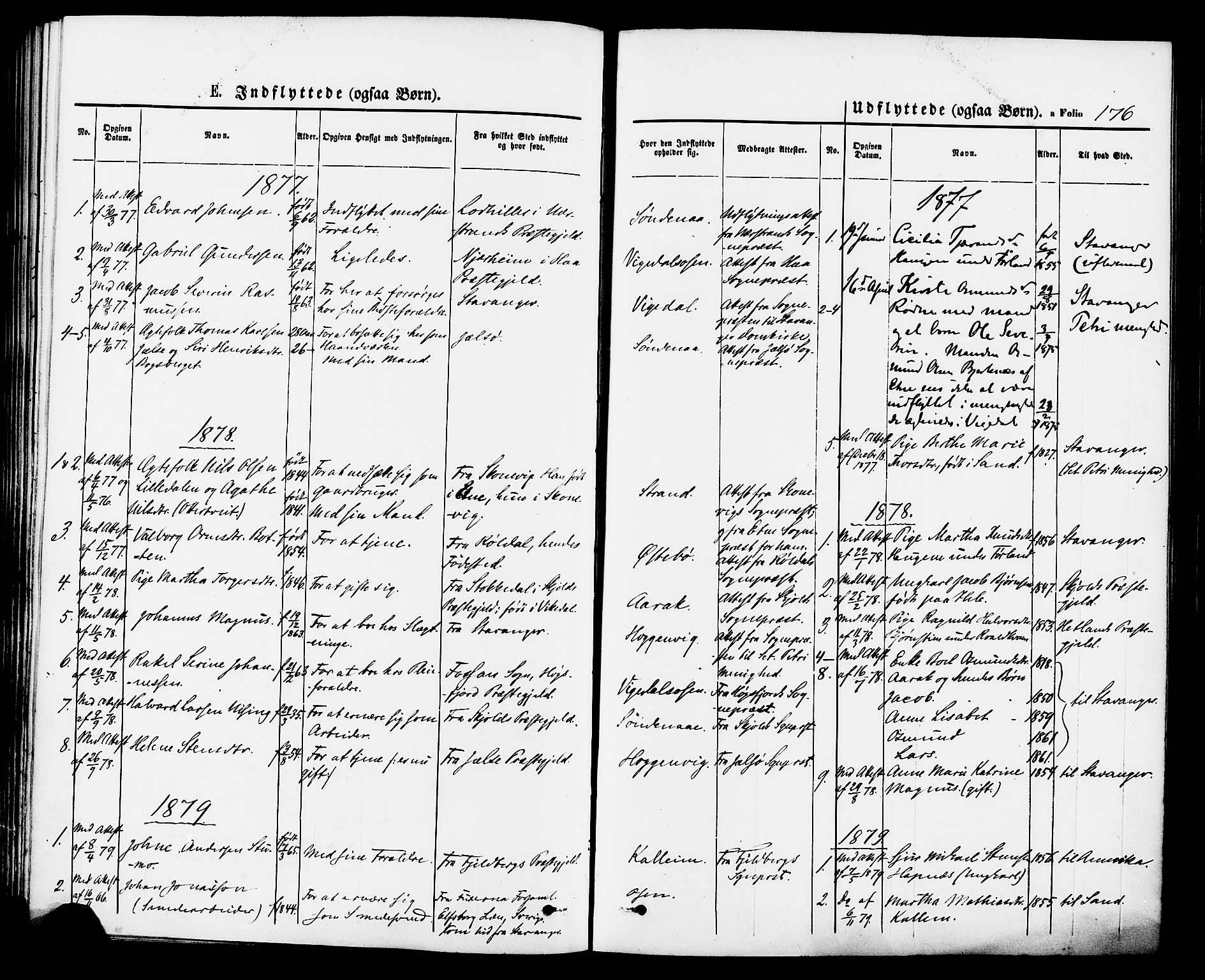 Vikedal sokneprestkontor, SAST/A-101840/01/IV: Parish register (official) no. A 7, 1868-1883, p. 176