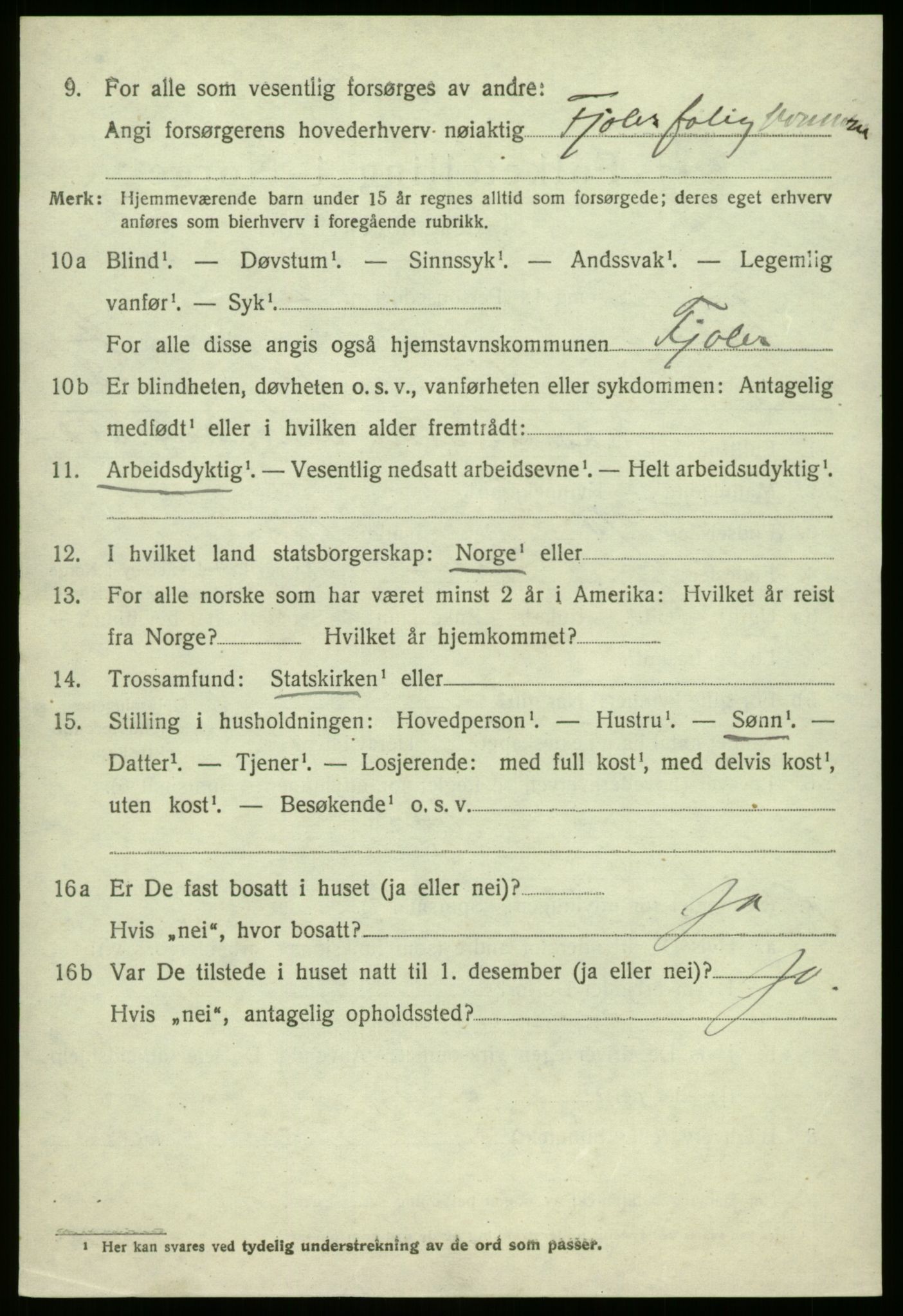 SAB, 1920 census for Fjaler, 1920, p. 2658