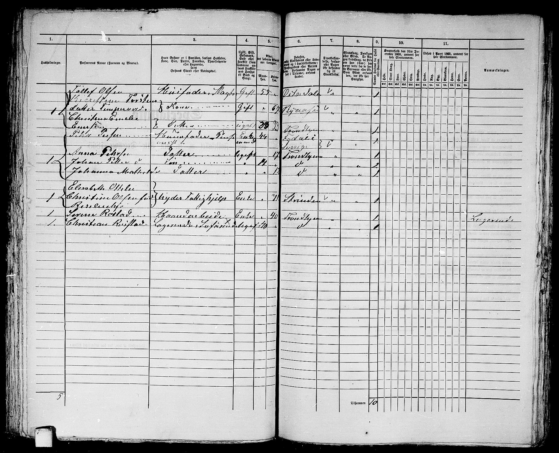 RA, 1865 census for Trondheim, 1865, p. 702