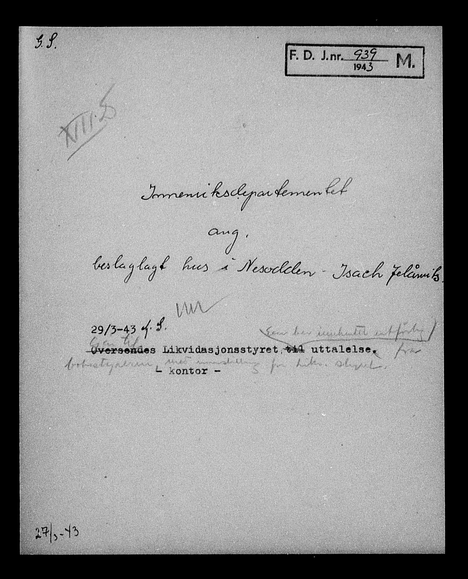 Justisdepartementet, Tilbakeføringskontoret for inndratte formuer, AV/RA-S-1564/H/Hc/Hcc/L0948: --, 1945-1947, p. 254
