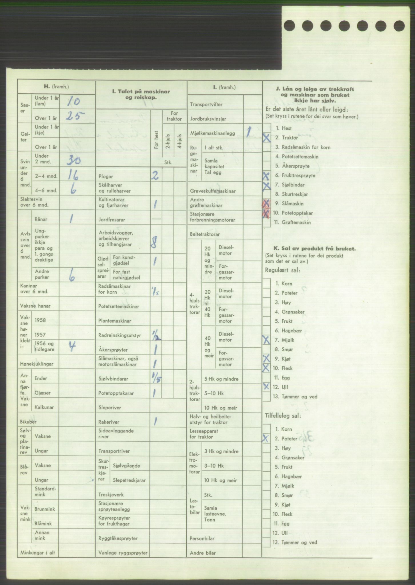 Statistisk sentralbyrå, Næringsøkonomiske emner, Jordbruk, skogbruk, jakt, fiske og fangst, AV/RA-S-2234/G/Gd/L0373: Rogaland: 1130 Strand (kl. 1-2), 1131 Årdal og 1132 Fister, 1959, p. 1076