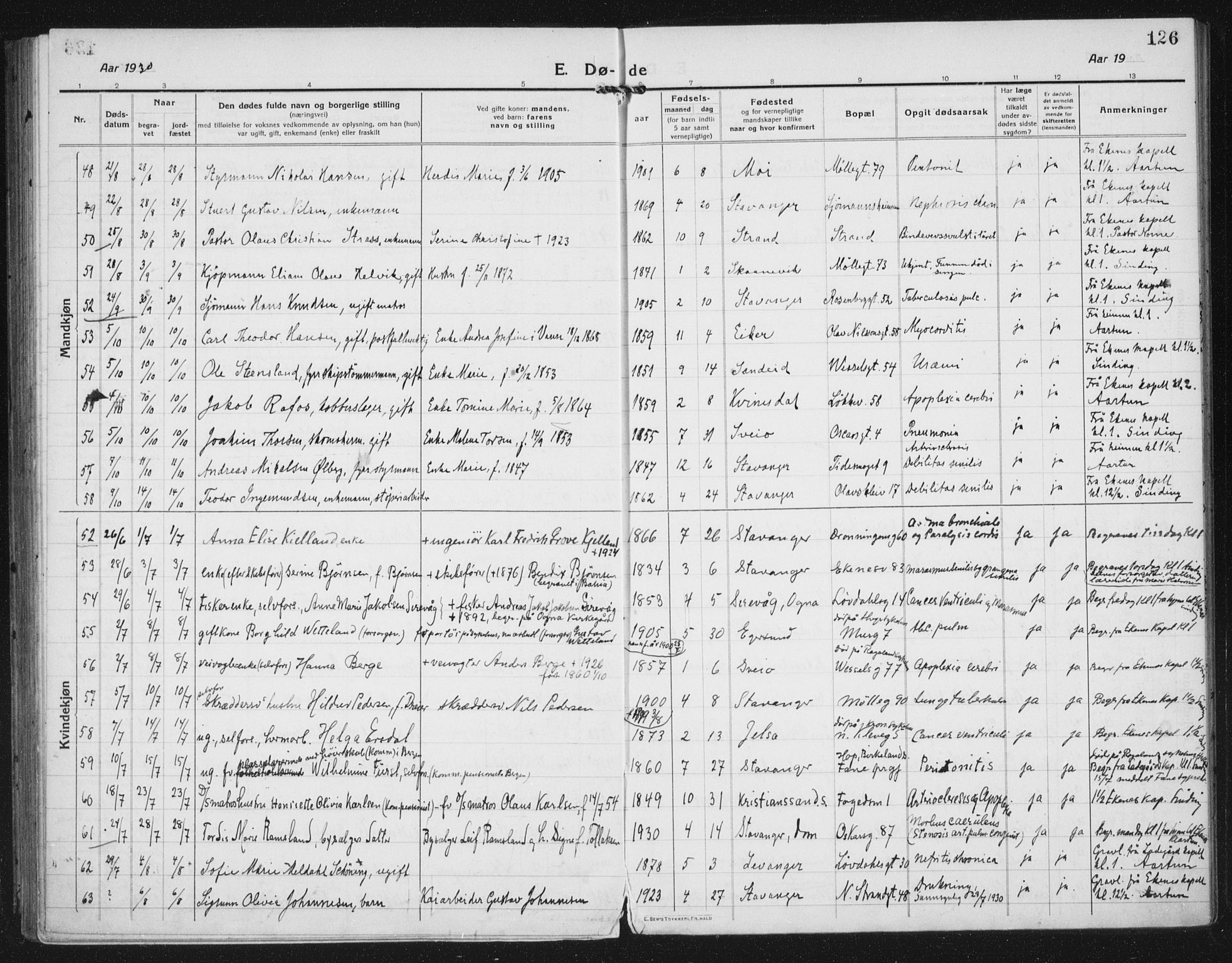 Domkirken sokneprestkontor, AV/SAST-A-101812/002/A/L0017: Parish register (official) no. A 36, 1917-1938, p. 126