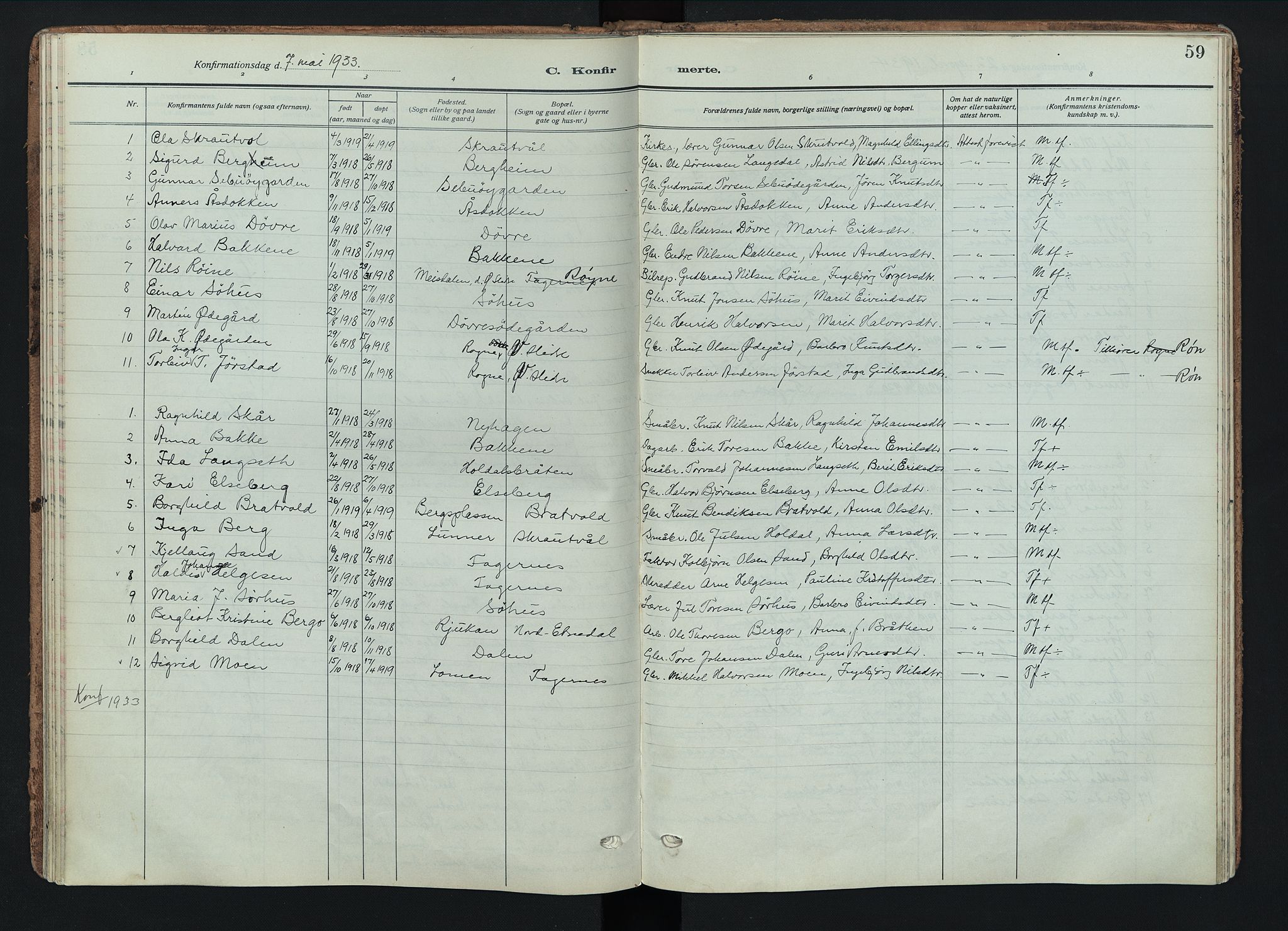 Nord-Aurdal prestekontor, SAH/PREST-132/H/Ha/Haa/L0018: Parish register (official) no. 18, 1915-1935, p. 59