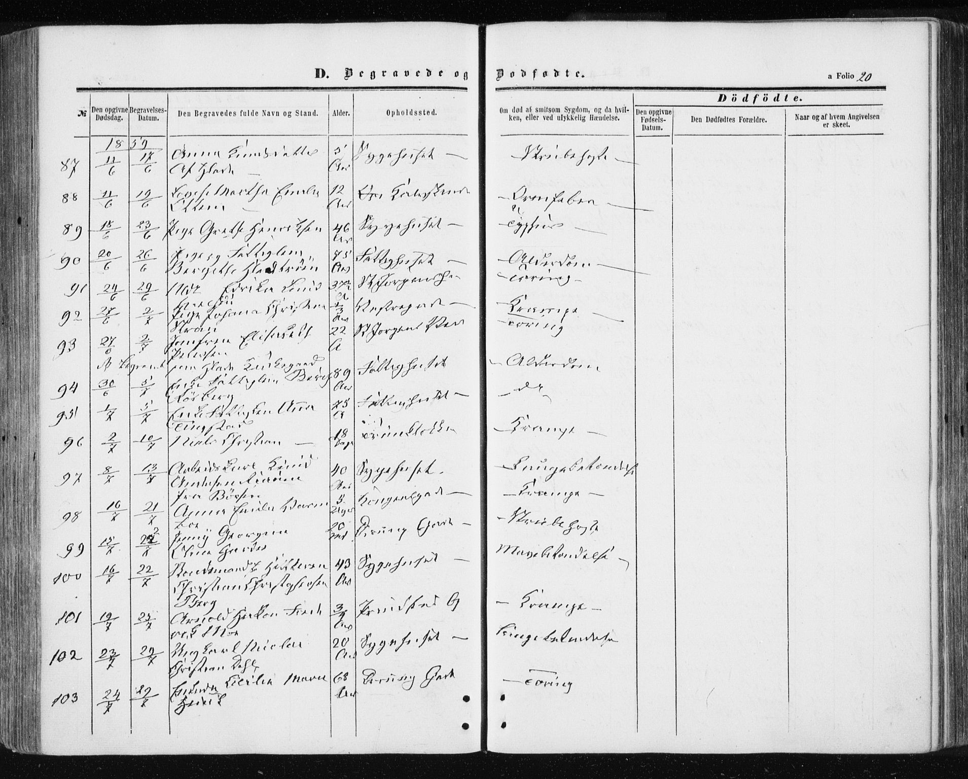 Ministerialprotokoller, klokkerbøker og fødselsregistre - Sør-Trøndelag, AV/SAT-A-1456/601/L0053: Parish register (official) no. 601A21, 1857-1865, p. 20