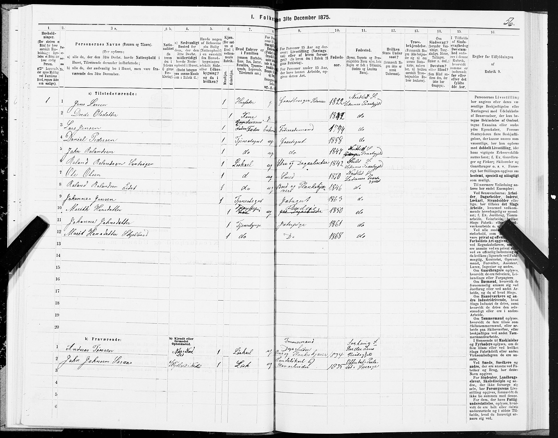 SAT, 1875 census for 1737P Lierne, 1875, p. 1056